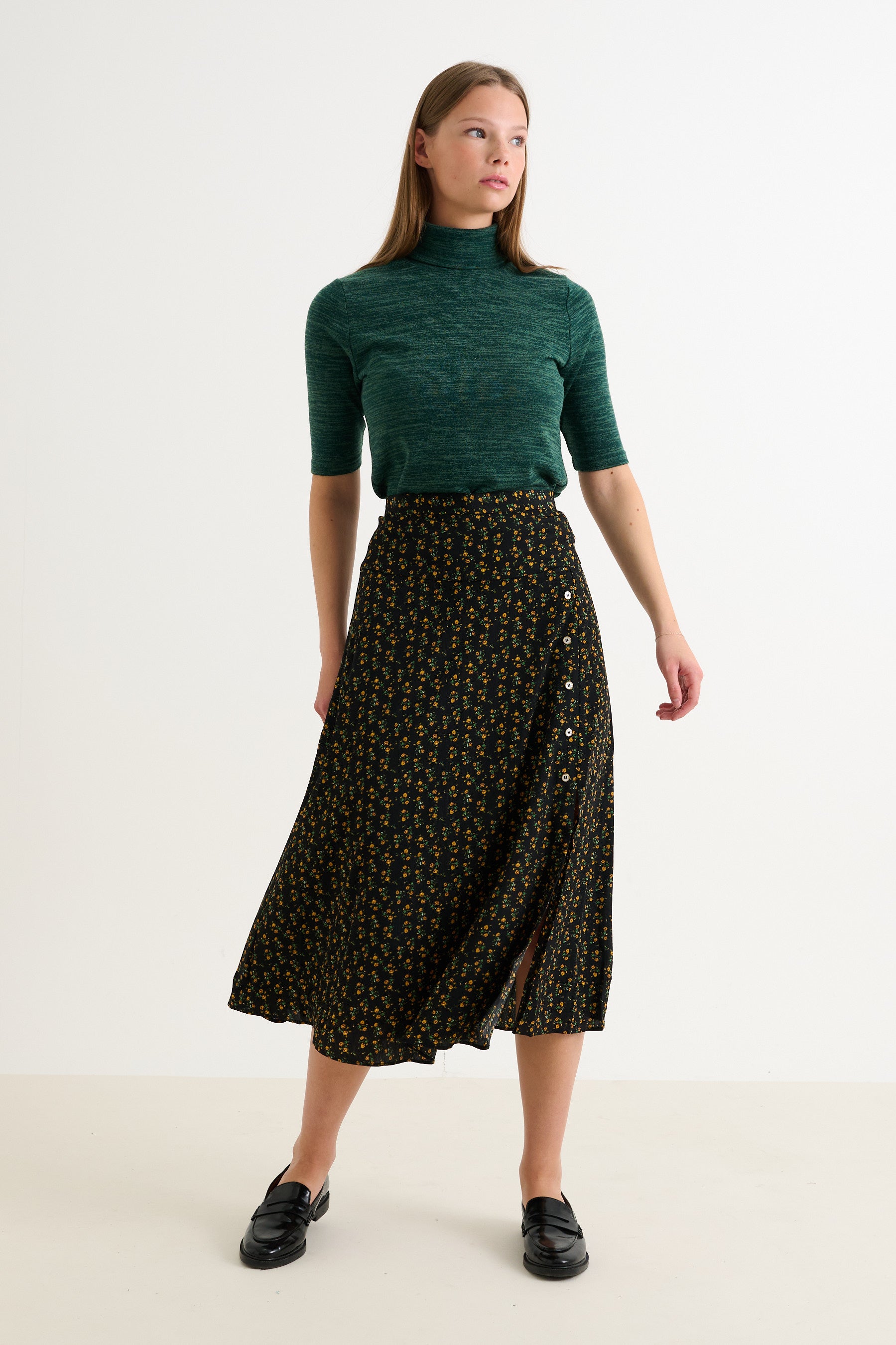 Barney Floral 13 Printed Midi Skirt