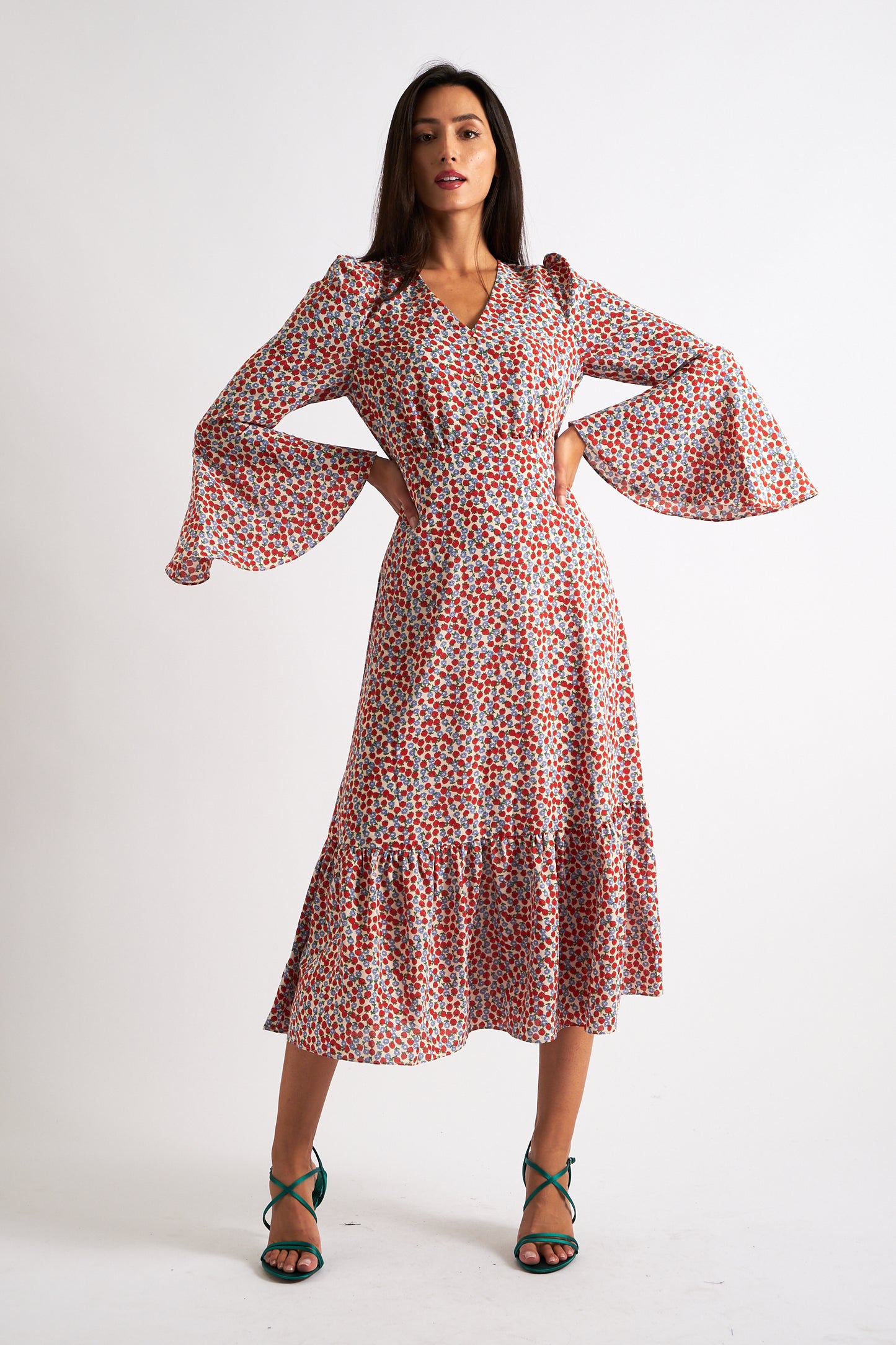 Bathilde Strawberry Fields Print Midi Dress