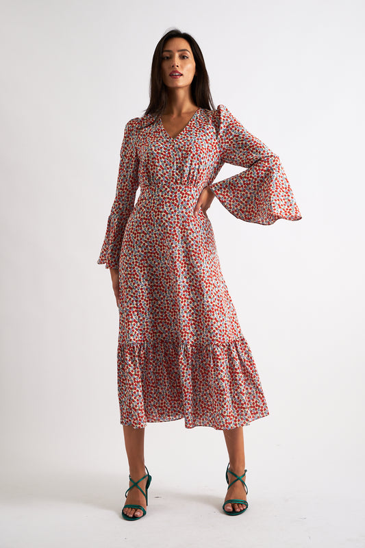 Bathilde Strawberry Fields Print Midi Dress