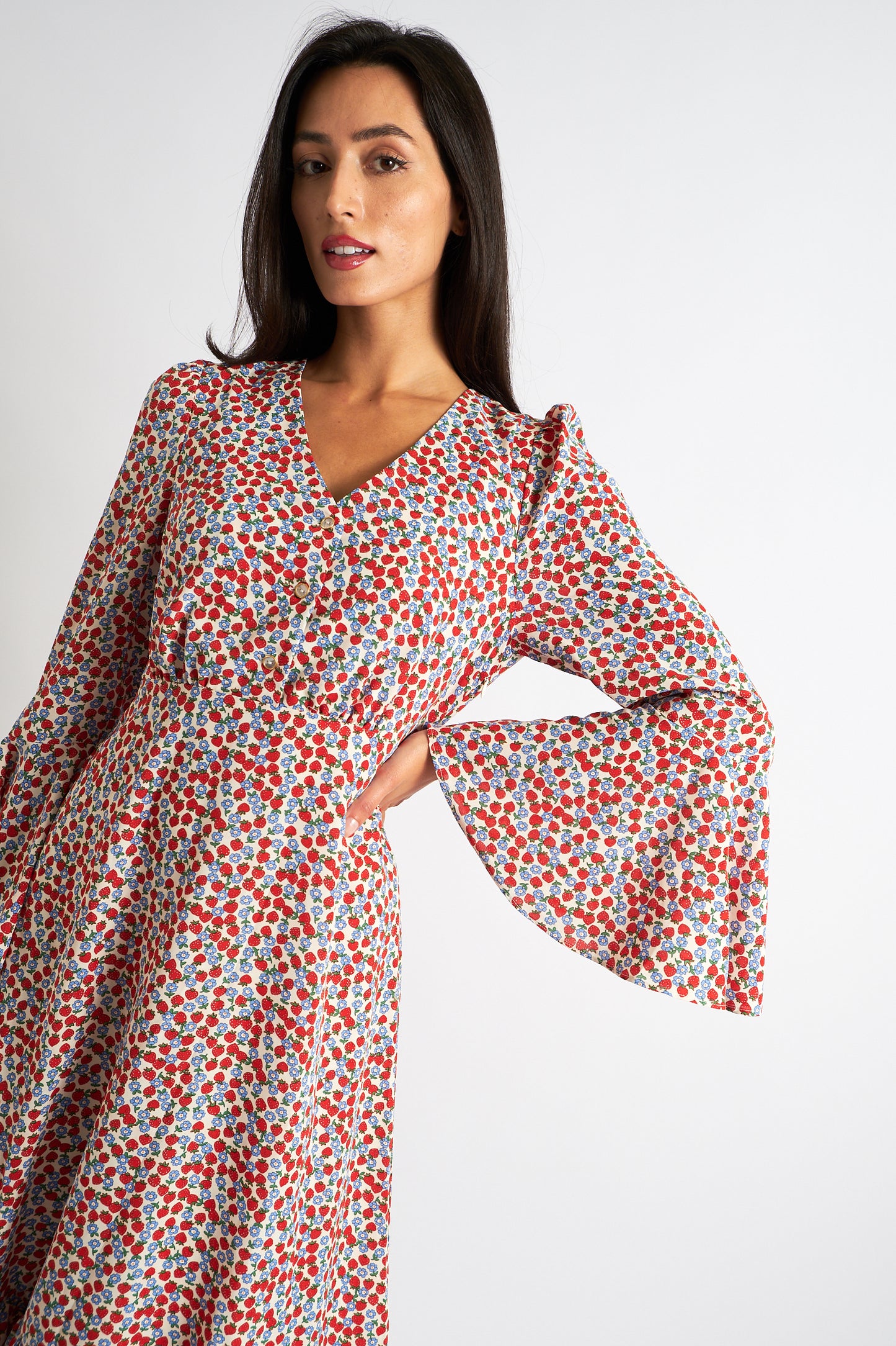 Bathilde Strawberry Fields Print Midi Dress