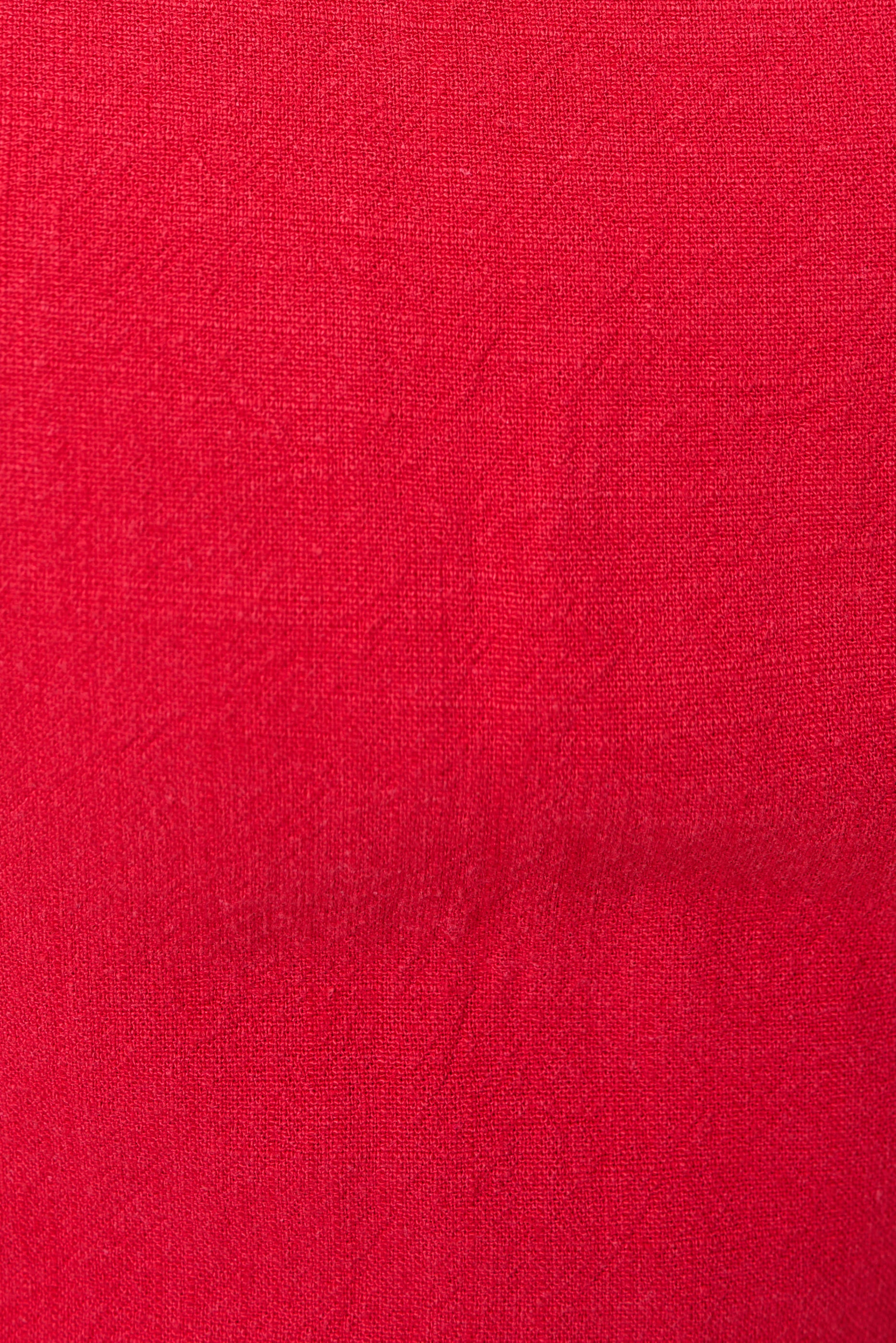 Baya Linen Mix Square Neck Midi Dress - Red