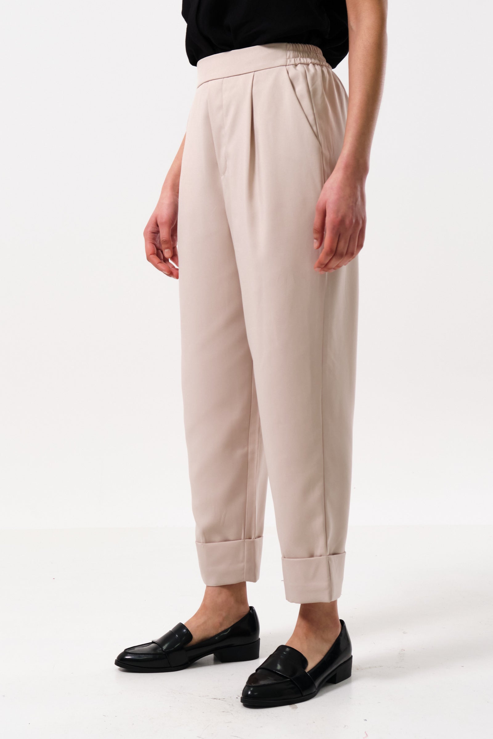 Bayeux Sustainable Satin Back Crepe Trouser - Camel - Detail 3