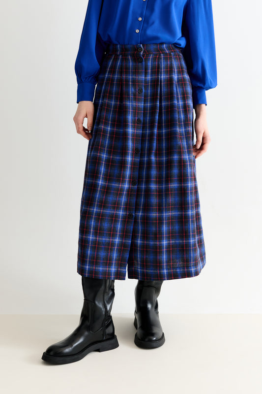 Bia Winter Check Button Through Midaxi Skirt