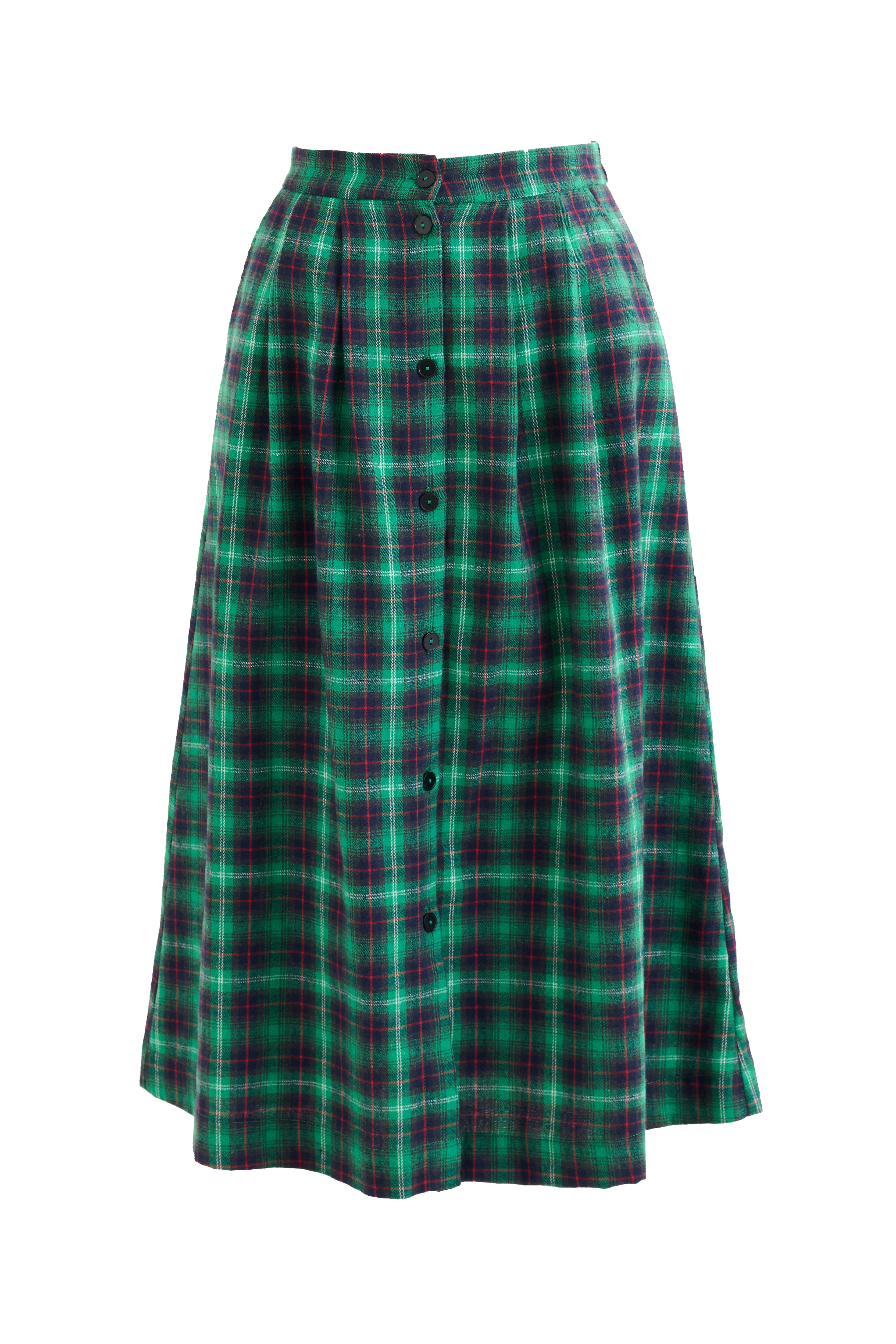 Bia Winter Check Button Through Midaxi Skirt – Green
