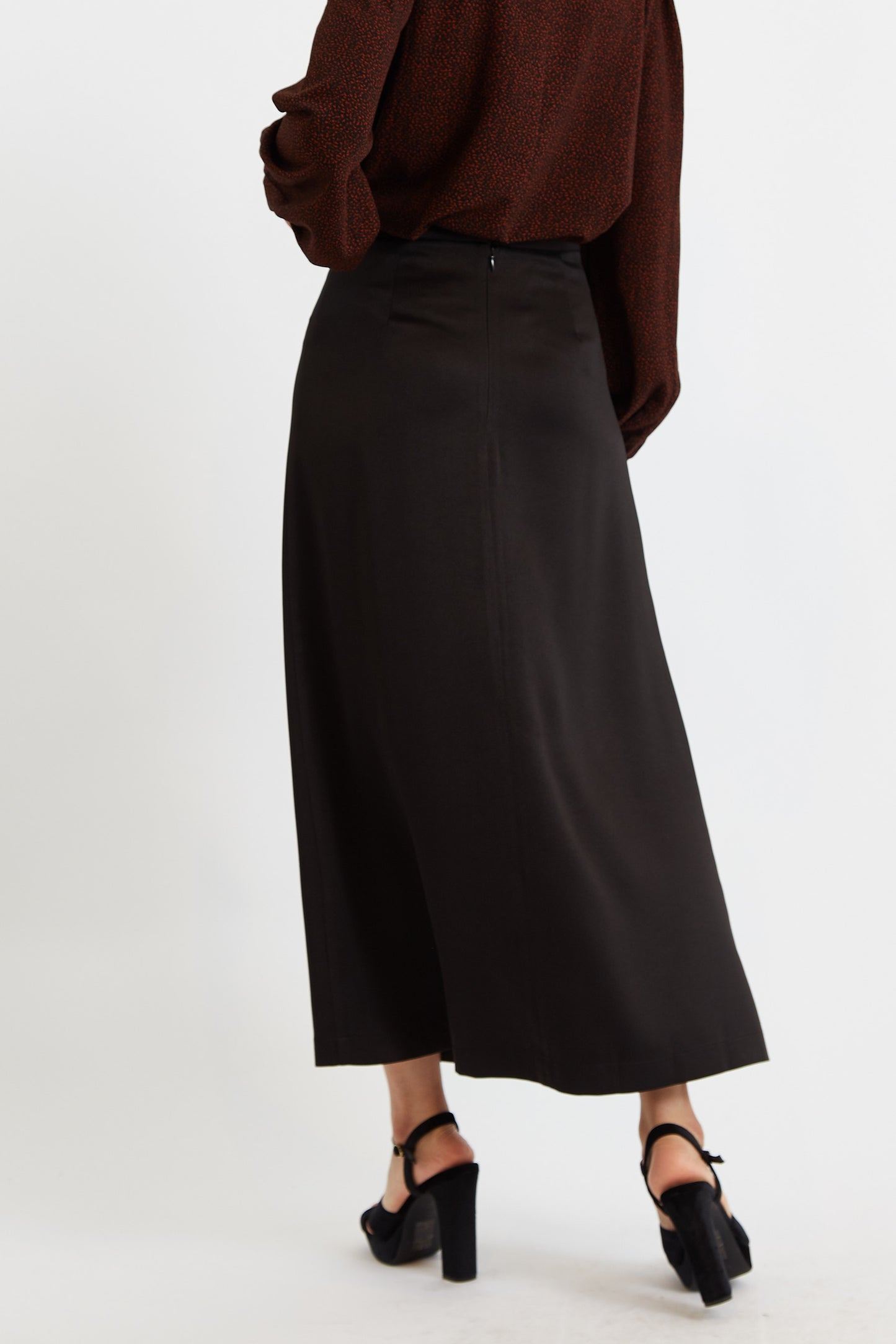 Blanche Sustainable Satin Back Crepe Maxi Skirt - Black