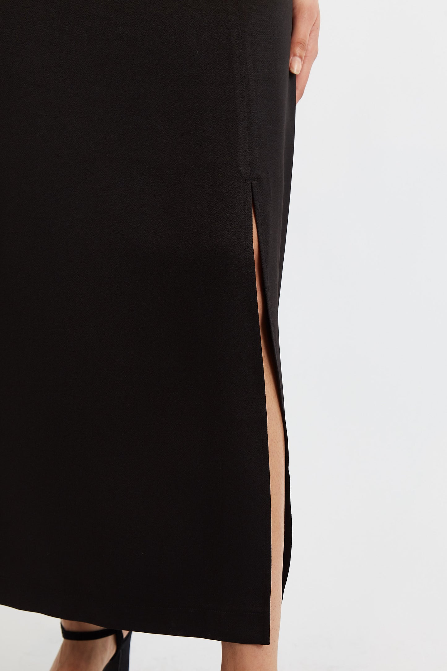 Blanche Sustainable Satin Back Crepe Maxi Skirt - Black