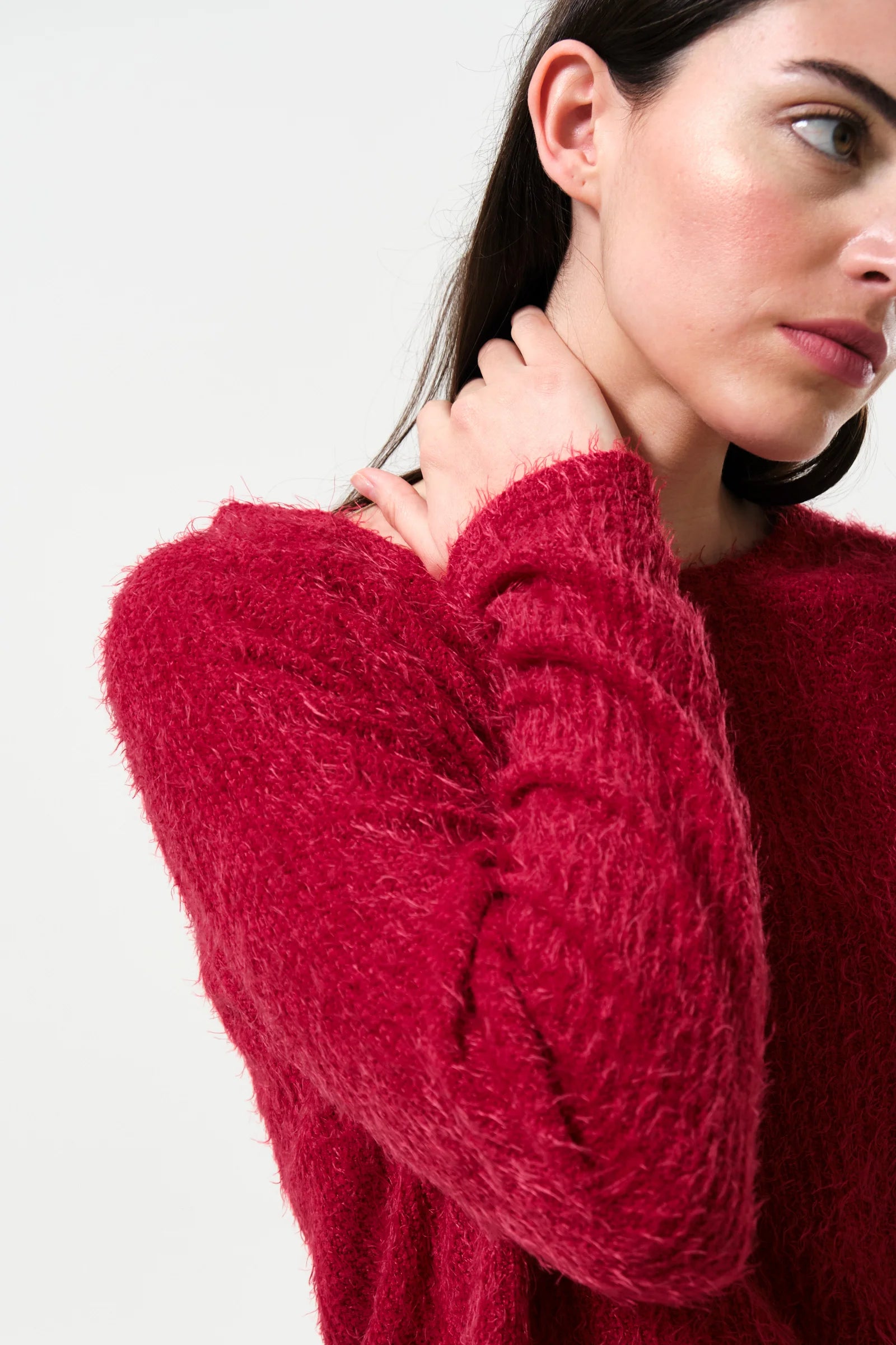 Blanka Eyelash Long Sleeve Deep Red Jumper