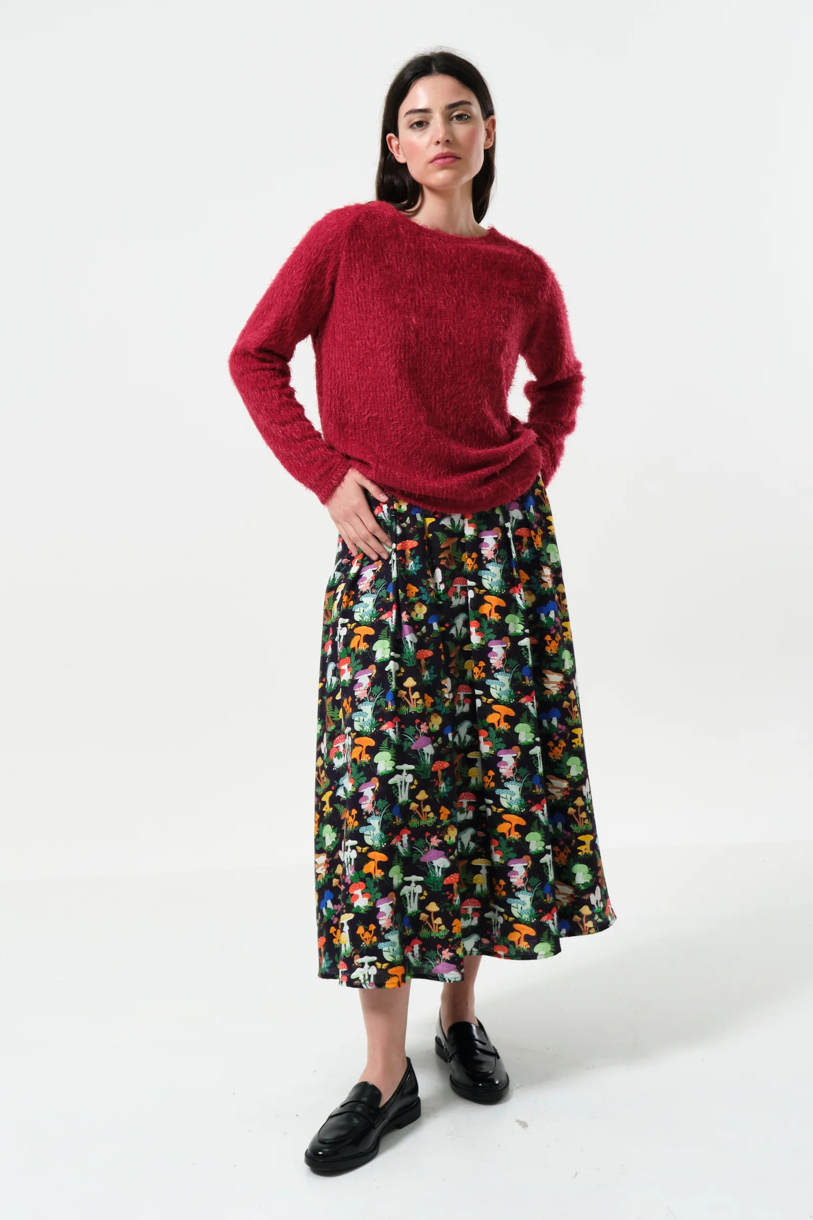 Blanka Eyelash Long Sleeve Deep Red Jumper