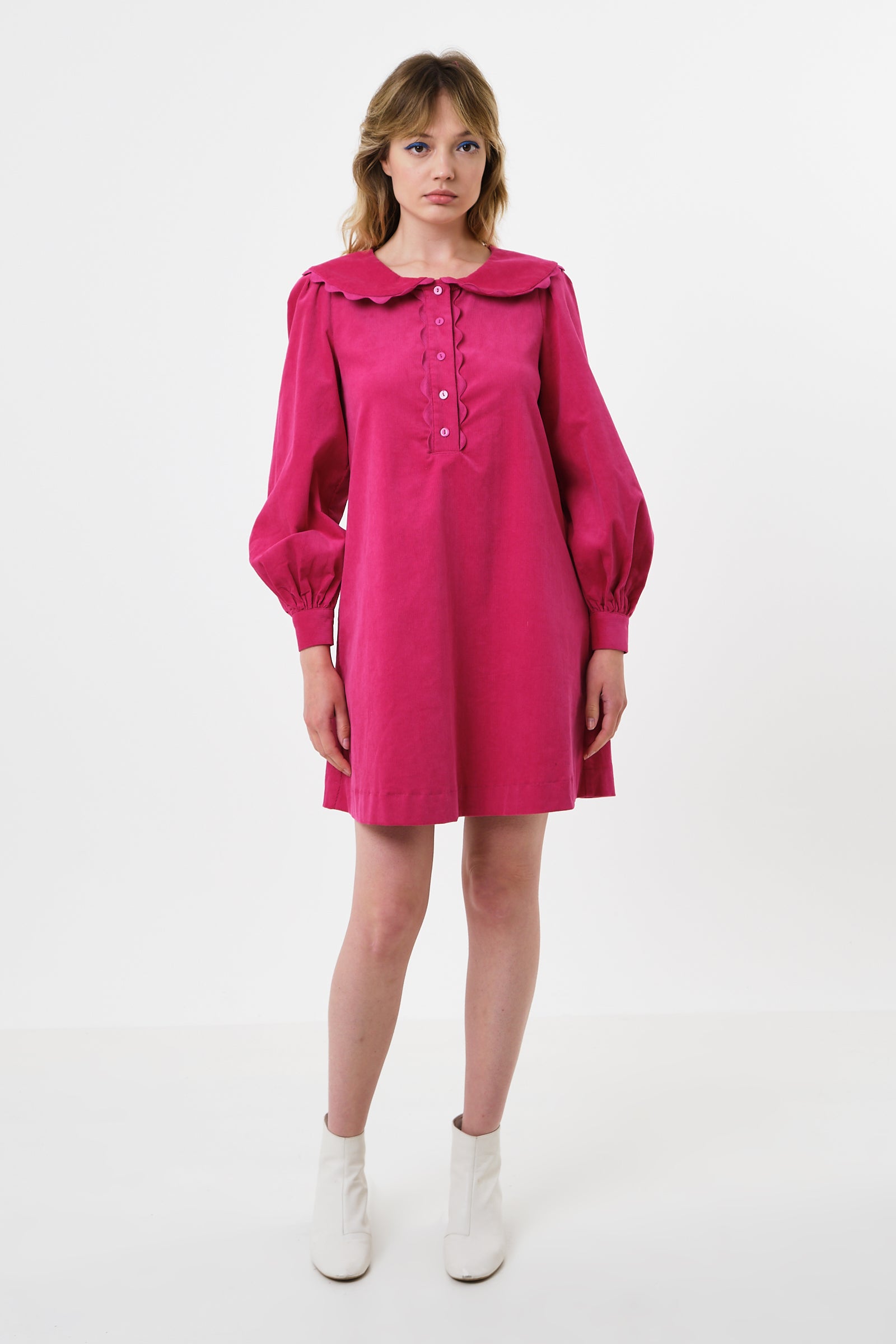 Bonny Baby cord Long Sleeve Mini Dress - Pink