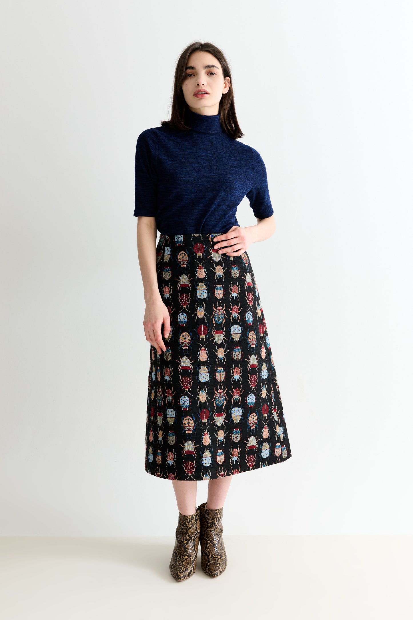 Buffy Beetlejuice Jacquard A-Line Midi Skirt