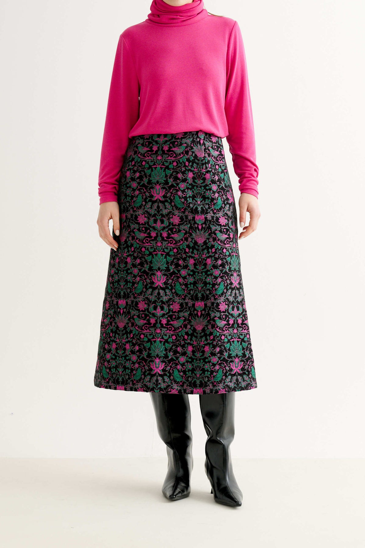Buffy Belle Plume Jacquard Midi Skirt