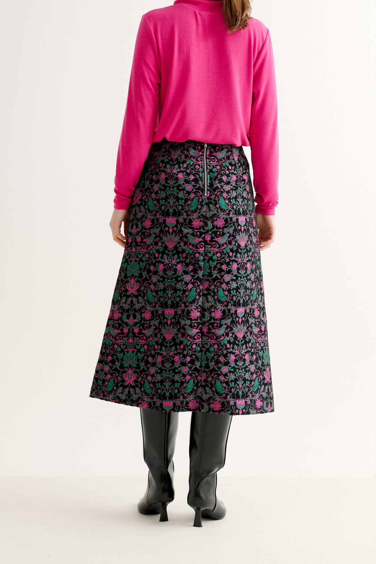 Buffy Belle Plume Jacquard Midi Skirt
