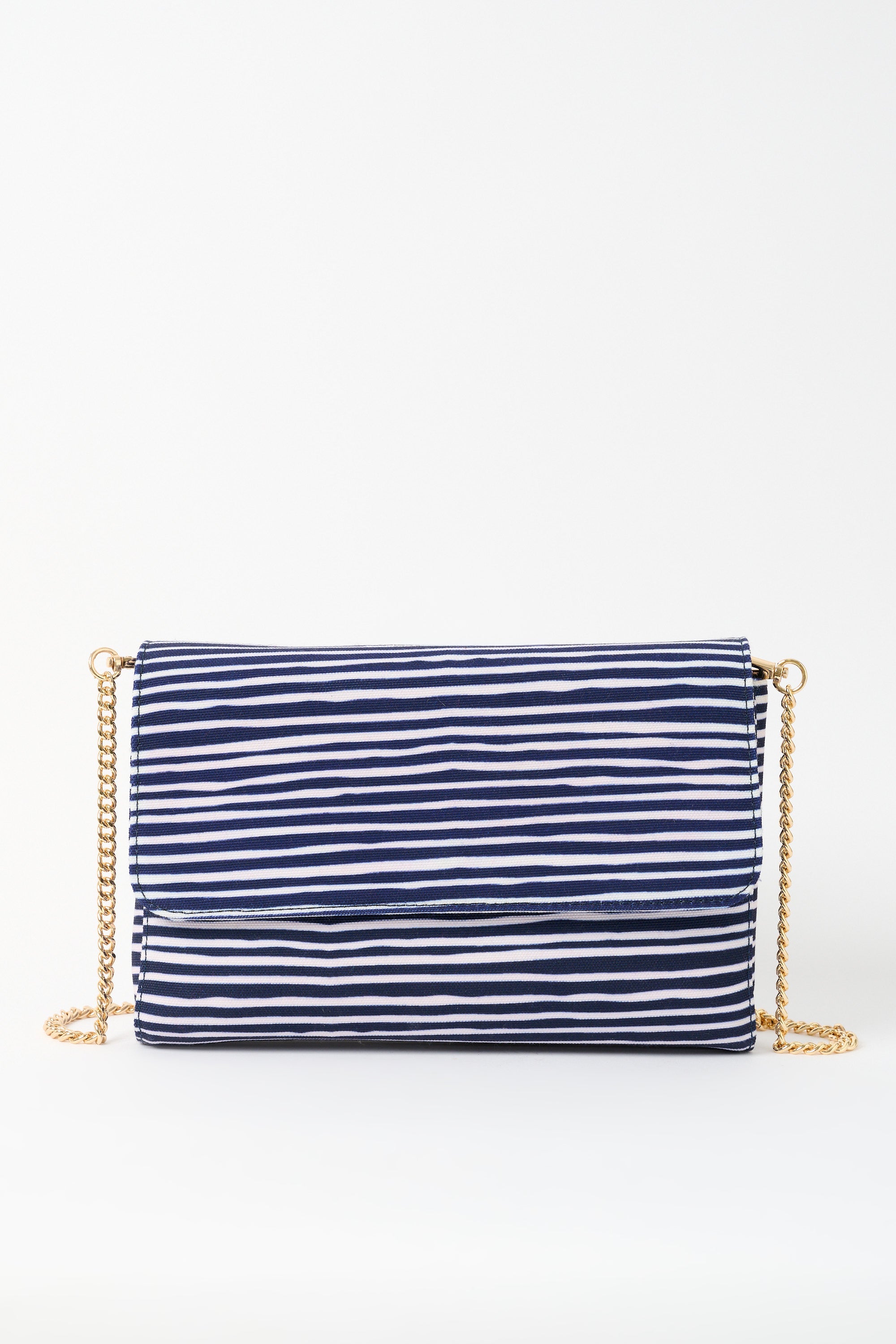 Carmela Navy and White Striped Cross Body Bag - Styled