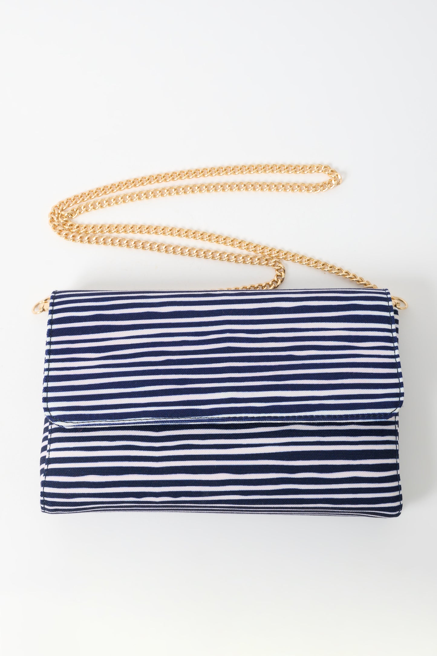 Carmela Navy and White Striped Cross Body Bag