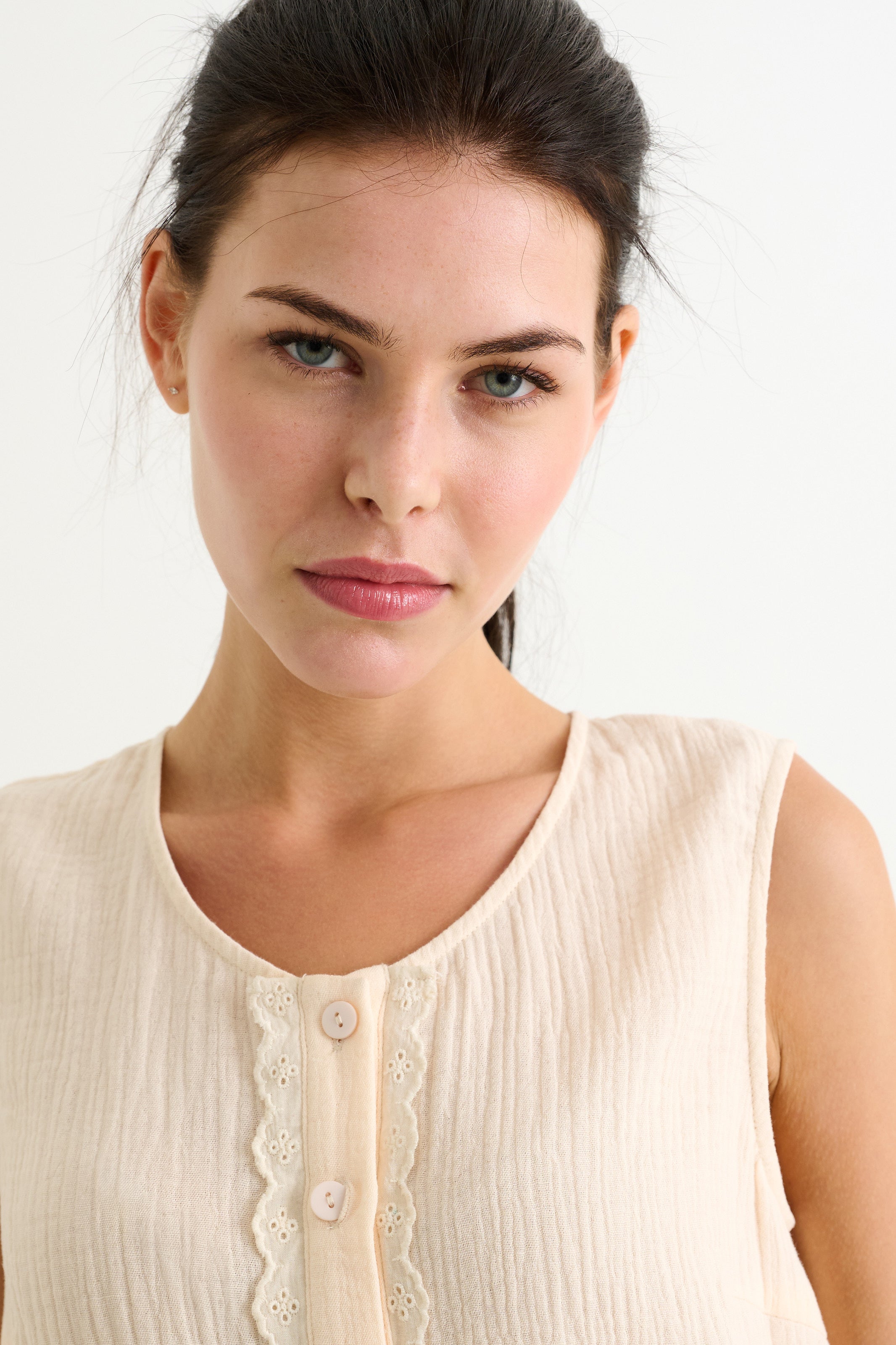 Caro Double Gauze Top - Cream