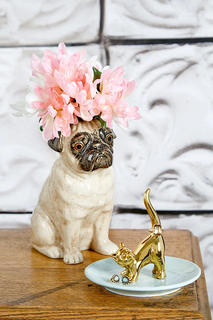 Pug Hand Painted Ceramic Vase