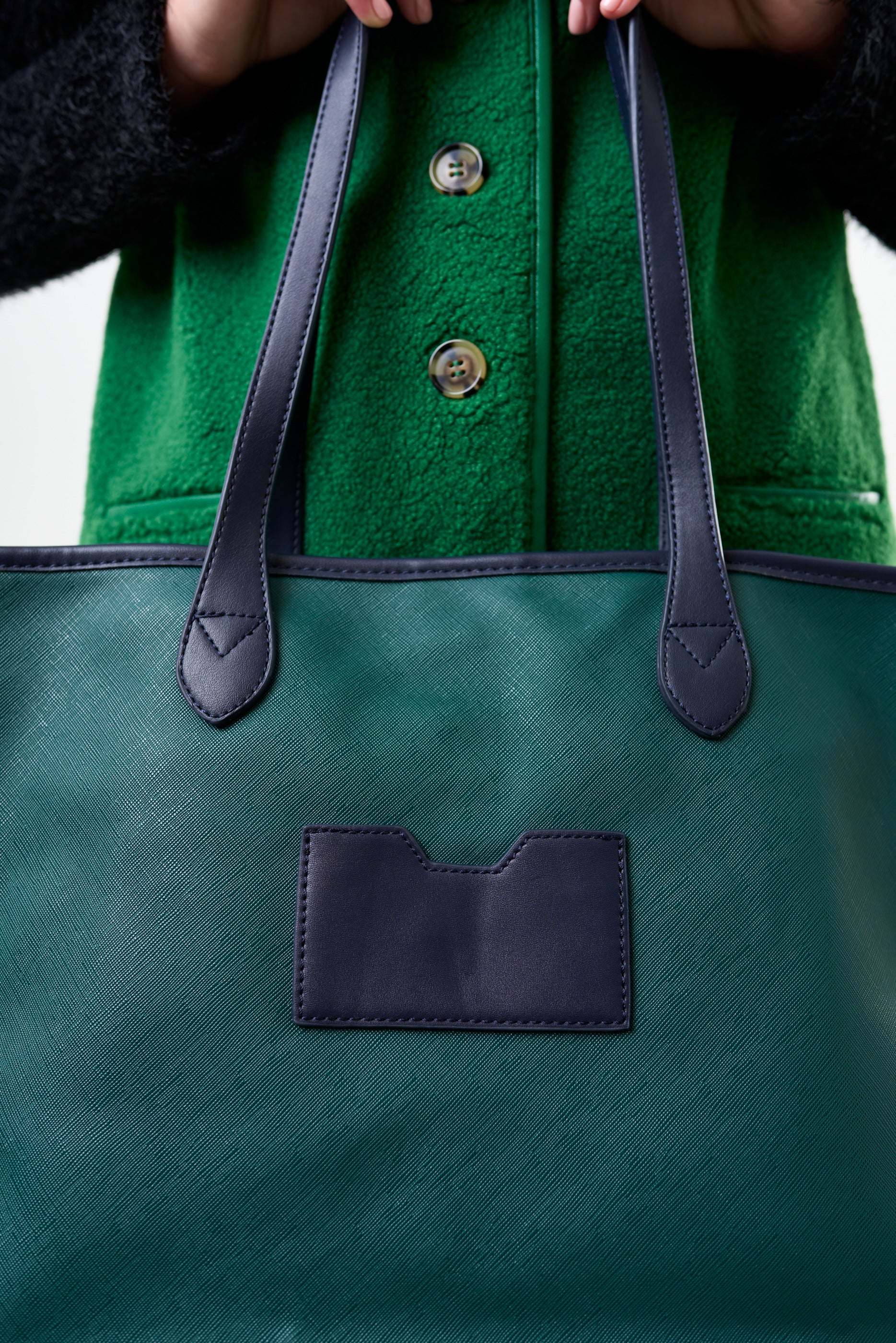 Amelia Contrast Strap Tote Bag  - Green - Detail 2