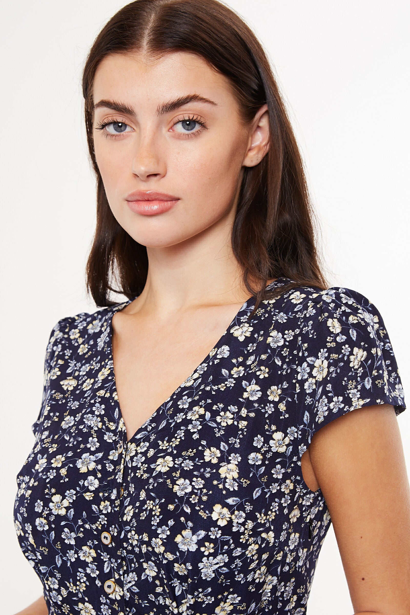 Cathleen Country Rose Print Midi Tea Dress - Detail 1