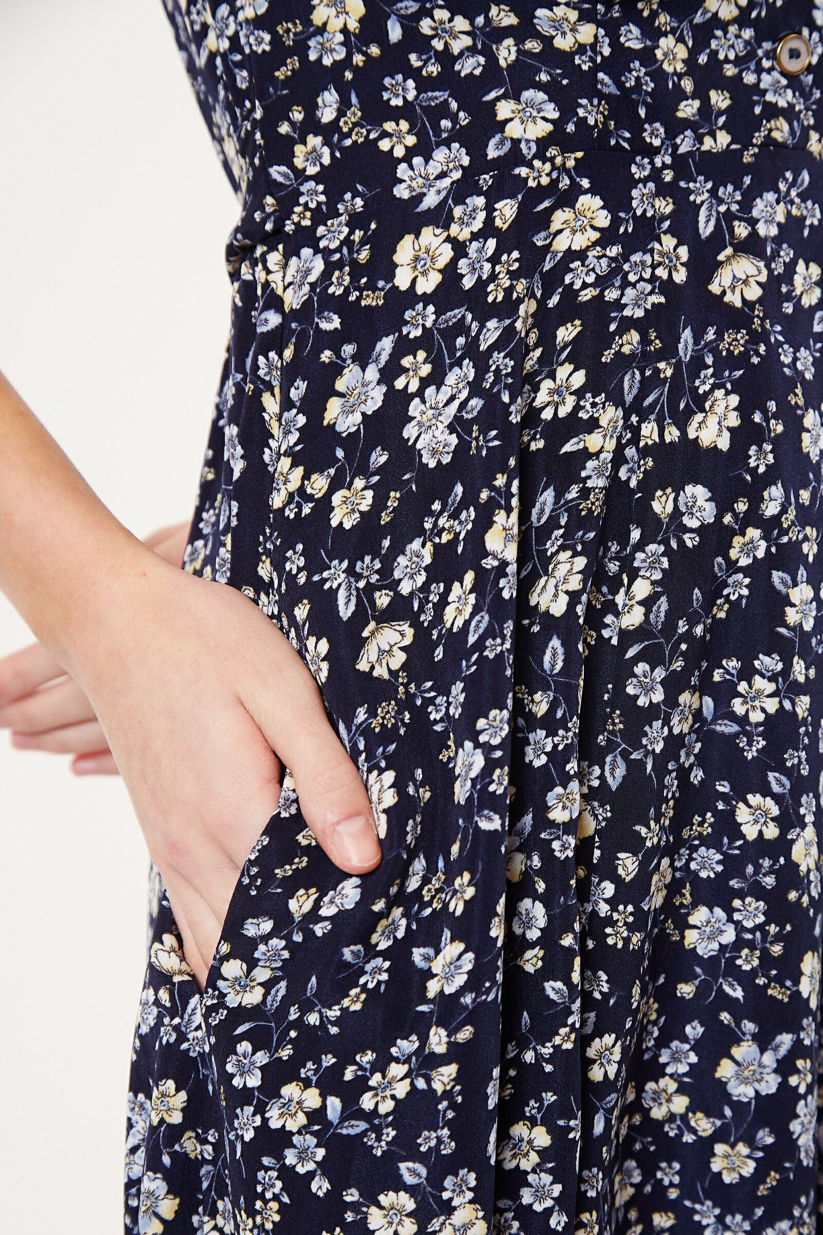 Cathleen Country Rose Print Midi Tea Dress - Detail 2