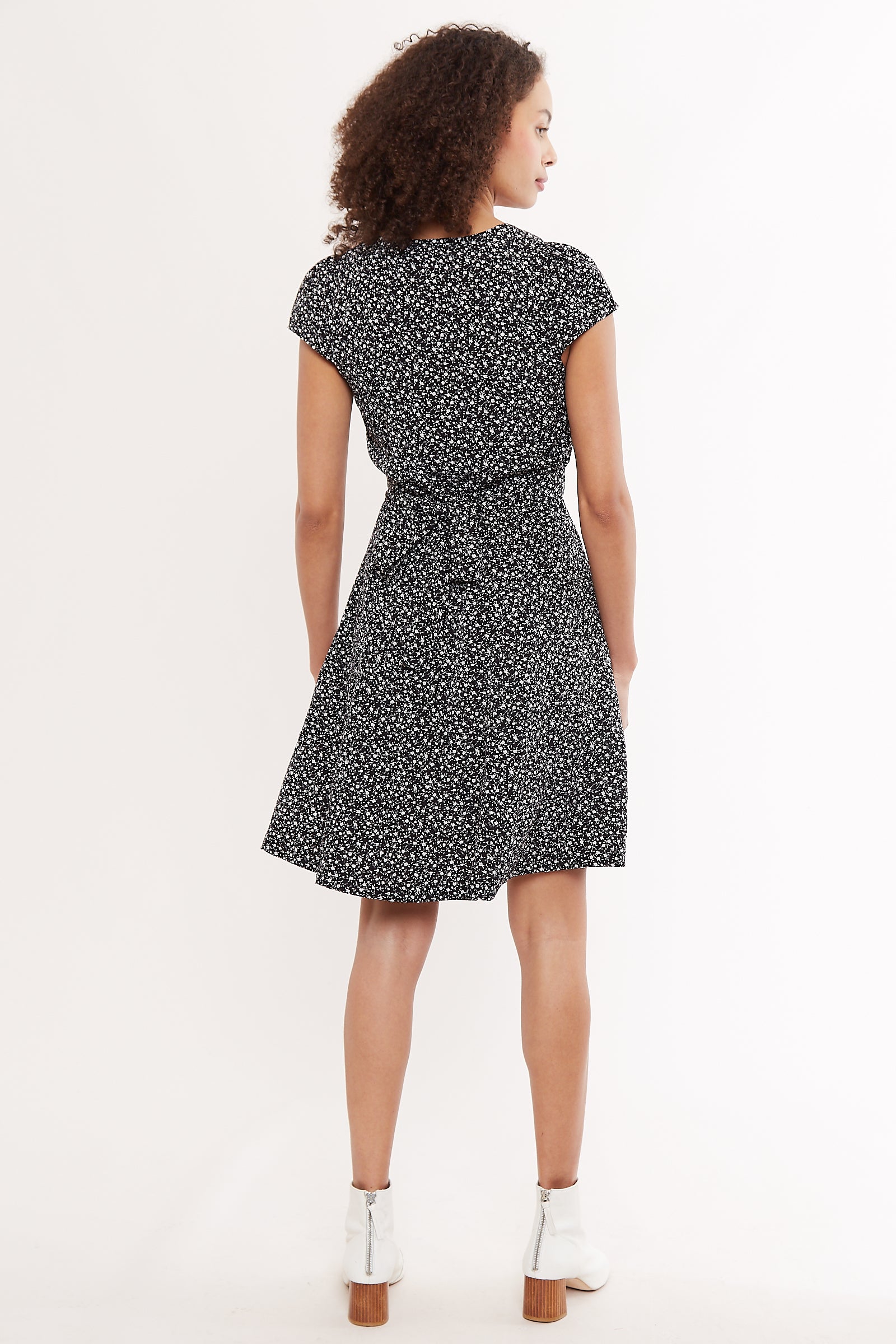 Cathleen Mini Night Flower Dress - Black - Back