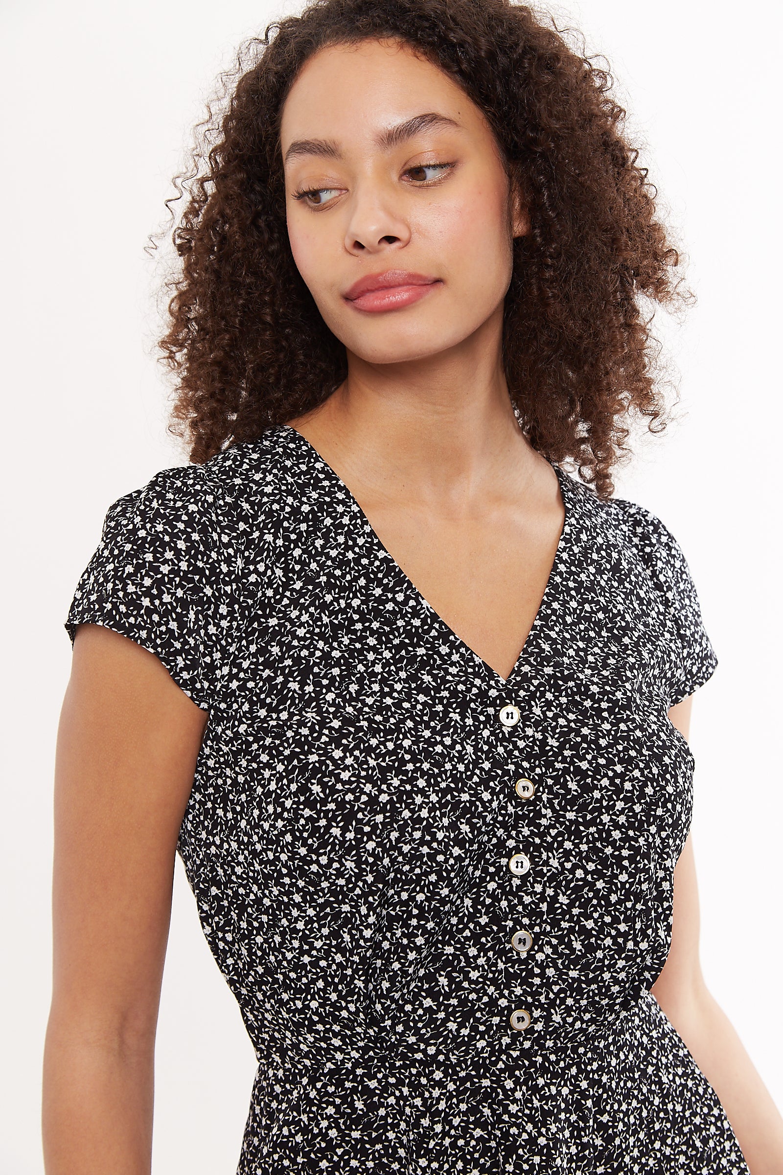 Cathleen Mini Night Flower Dress - Black - Detail 2