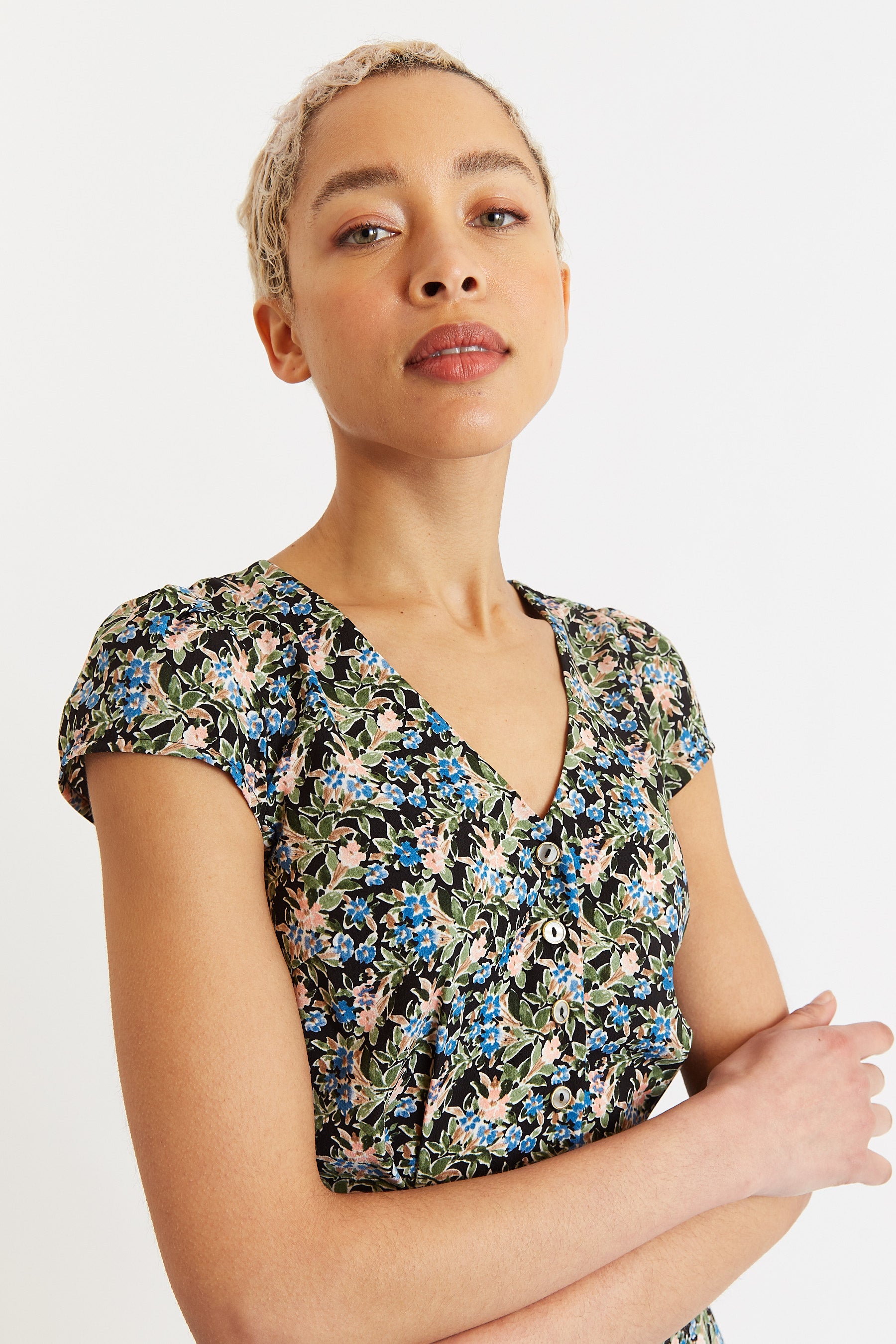 Cathleen Midi Watercolour Floral Tea Dress