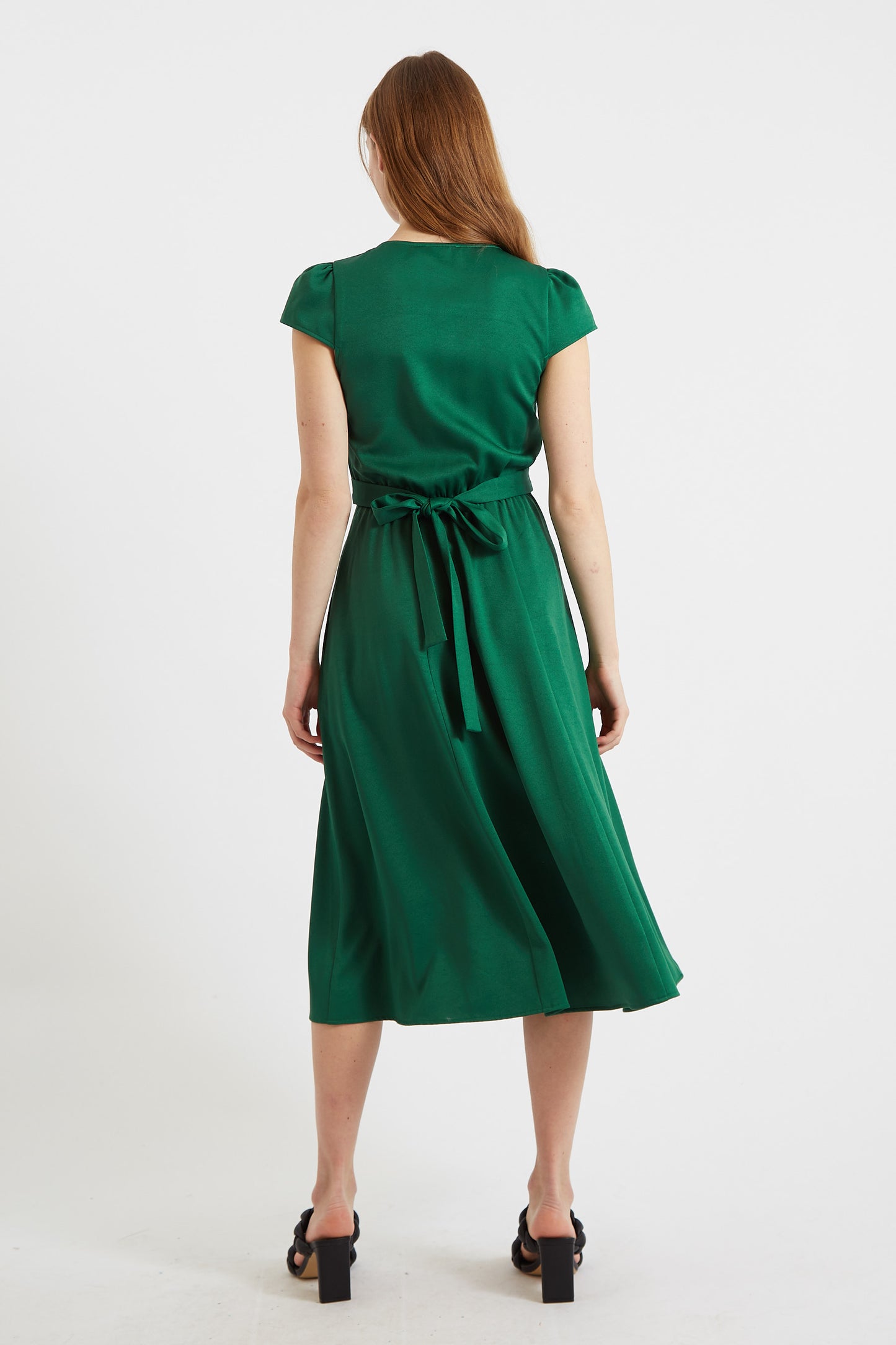 Cathy Satin Back Crepe Midi Dress - Green