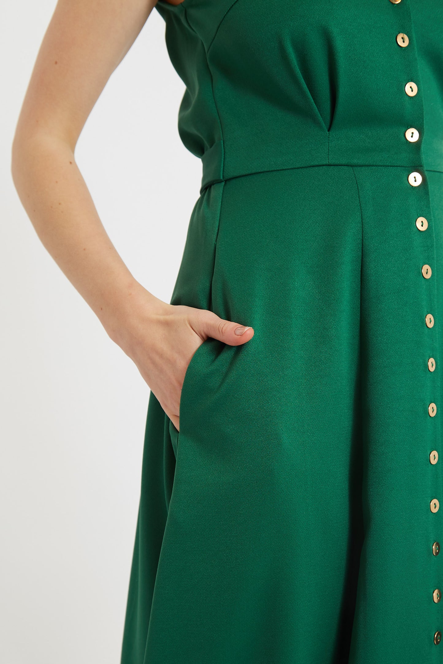 Cathy Satin Back Crepe Midi Dress - Green