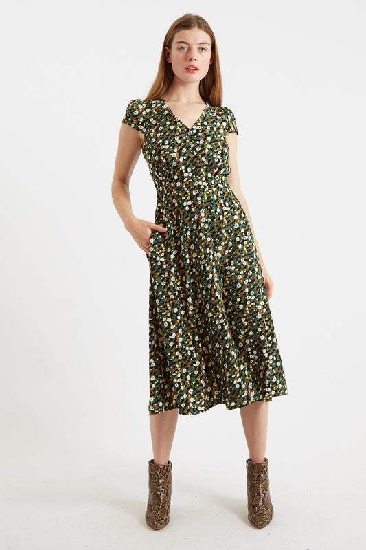 Cathy Spot On Floral Print Midi Tea Dress