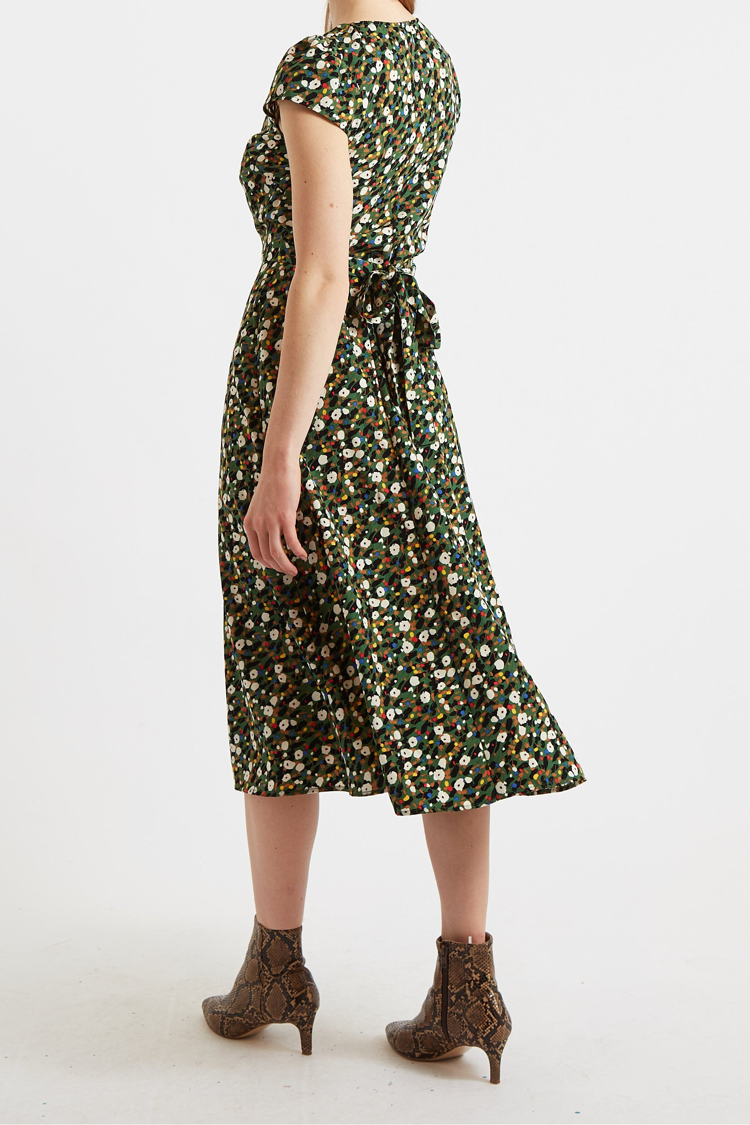 Cathy Spot On Floral Print Midi Tea Dress