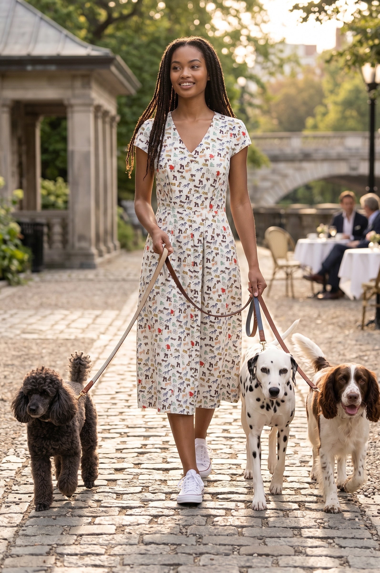 Cathy Dogs Day Print Midi Tea Dress - Multi - View 7