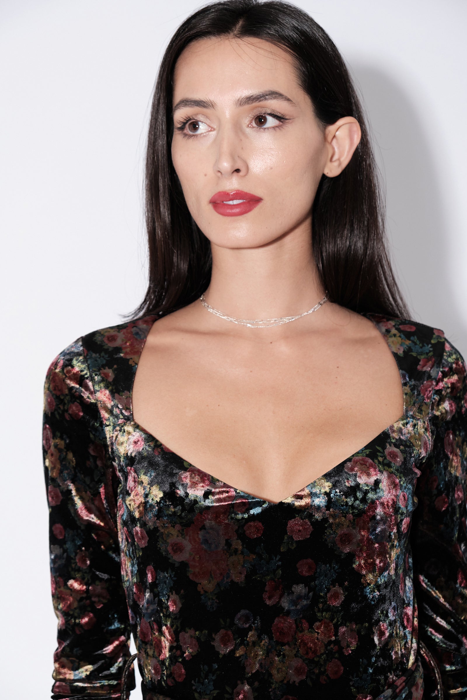 Cherokee Rose Bowl Print Velvet Jumpsuit - Detail 1