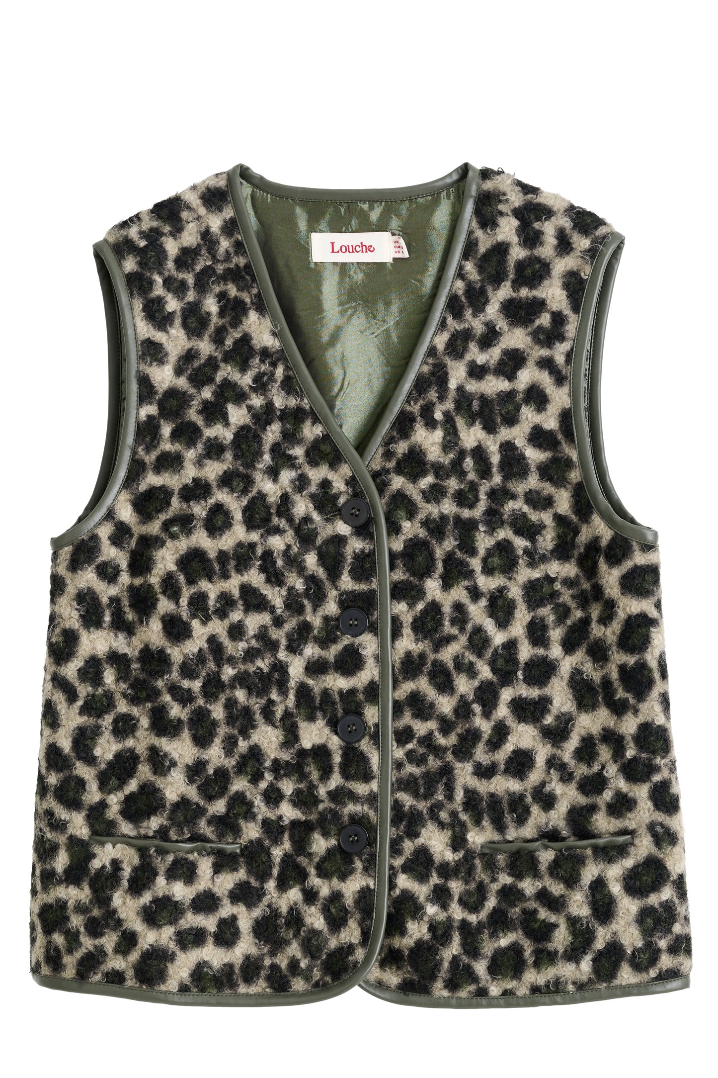 Chris Animal Print Gilet - Green