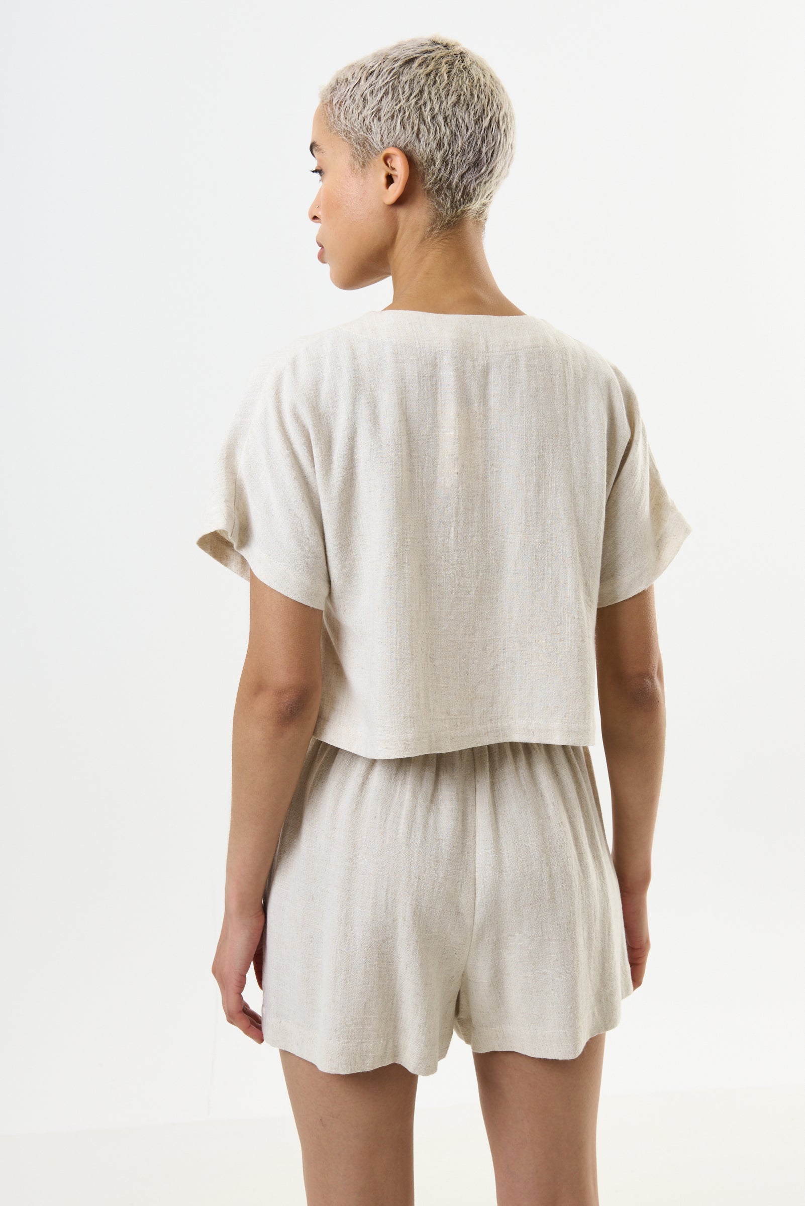 Cloe Linen Mix Waistcoat Top - Natural