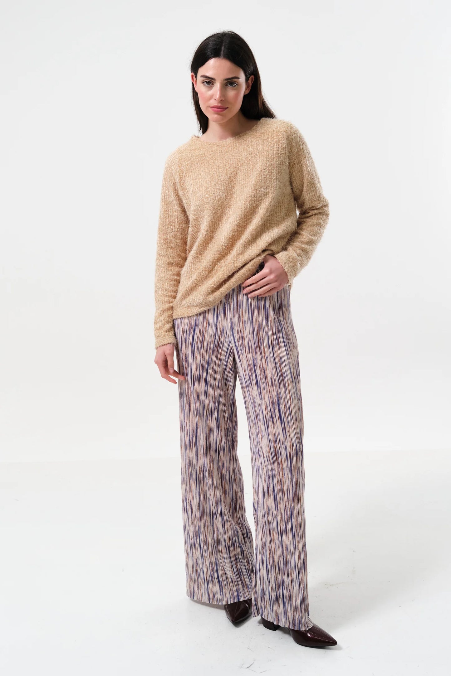 Clothide Line Print Pleat Trousers