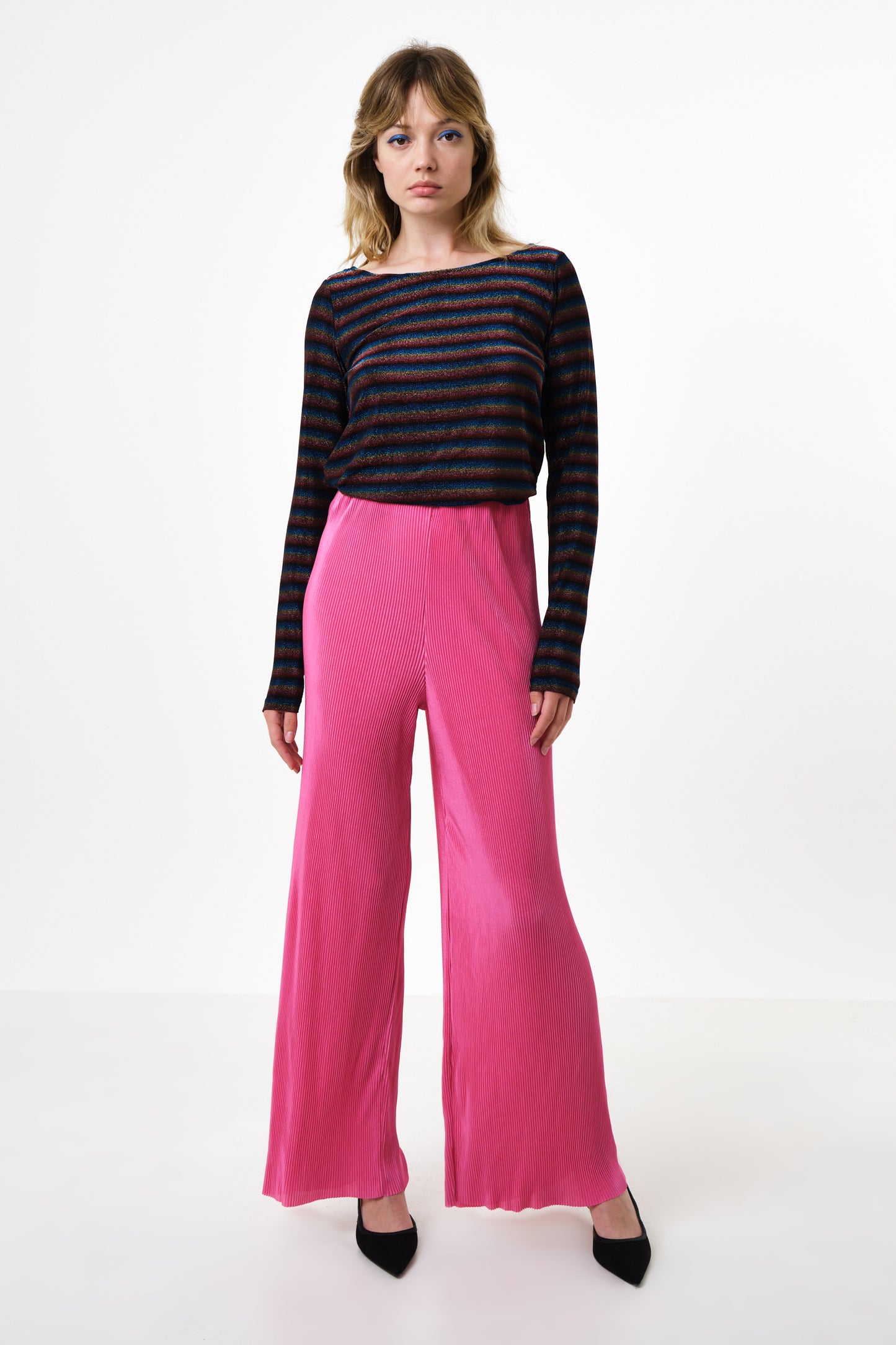 Clothide Pleated Wide Leg Trousers - Pink
