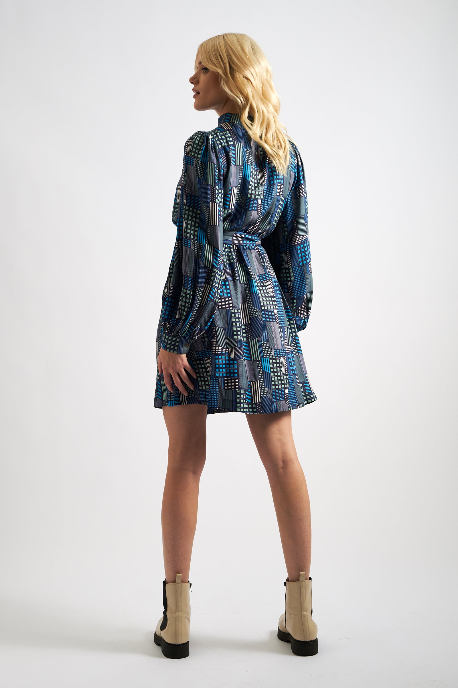 Collyn Geo City Print Long Sleeve Mini Dress
