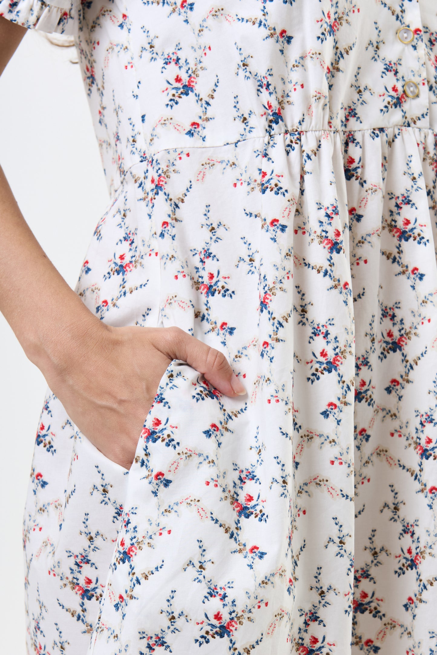 Cosima Regency Print Frill V-Neck Mini Dress