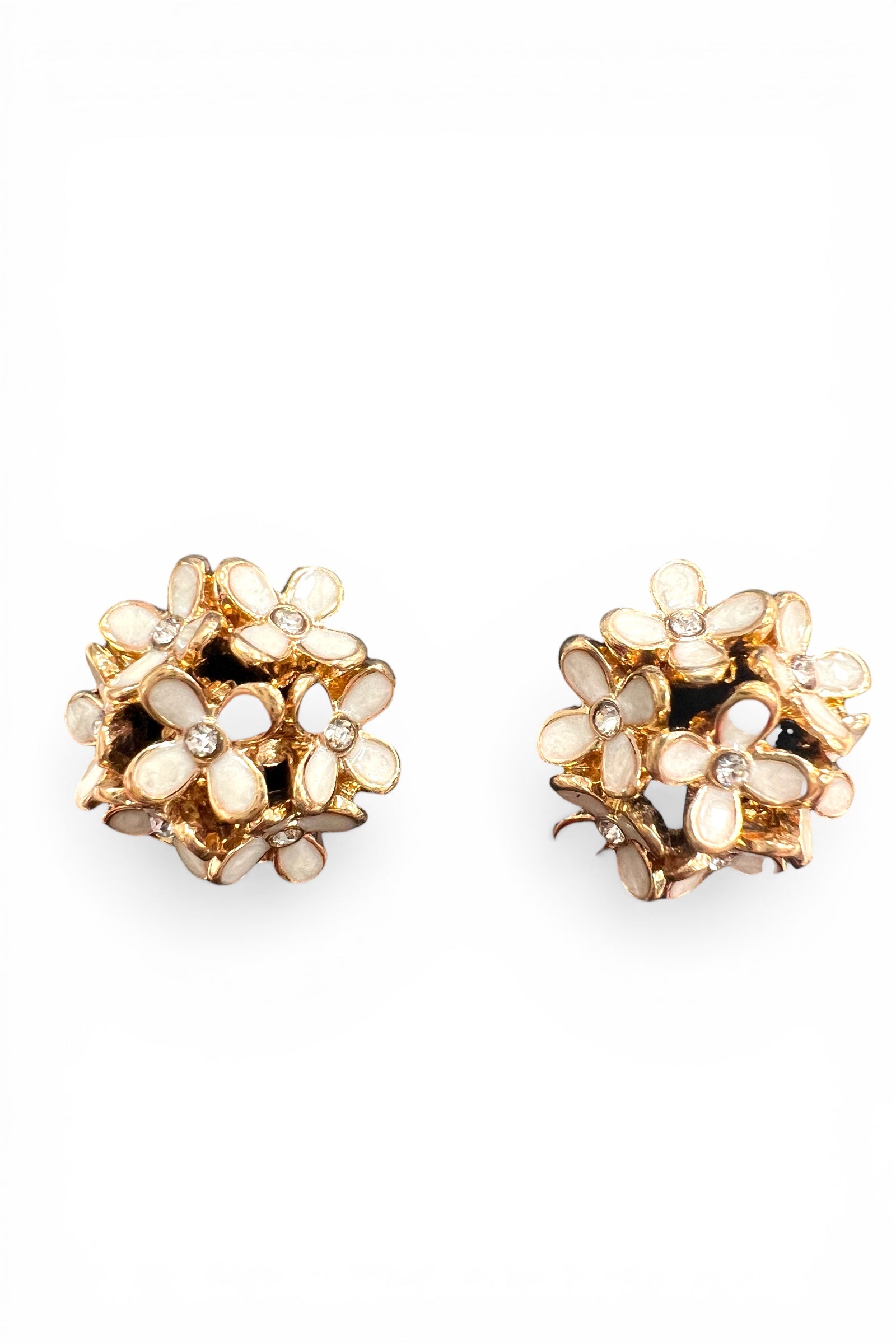 Cream Enamel Flower Cluster Studs