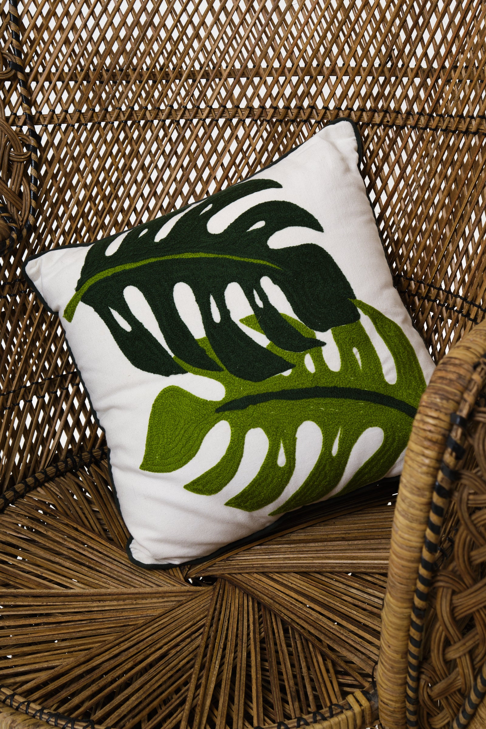 Monstera Embroidered Leaf Cushion - Detail 3