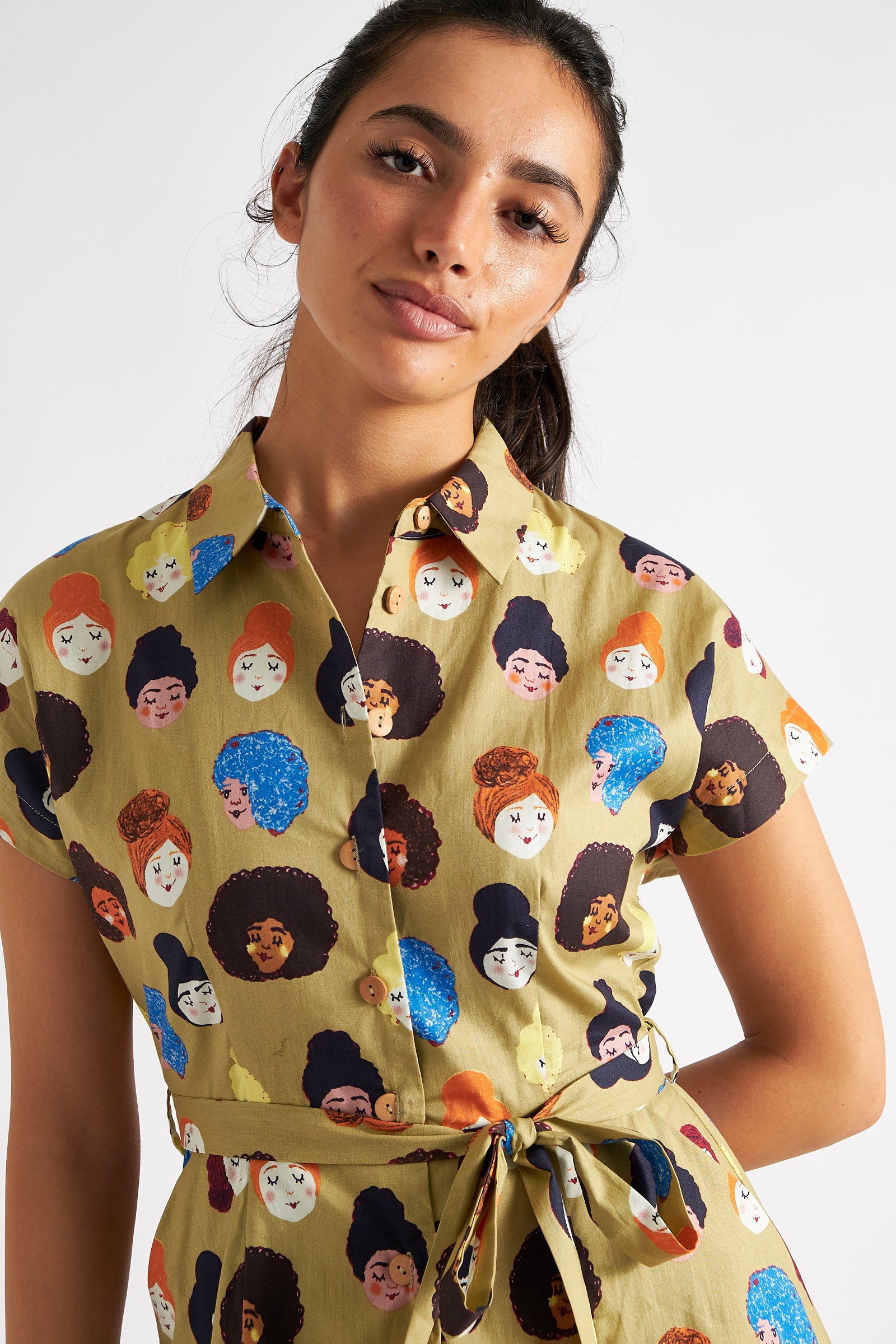 Dancia Besties Print Midi Shirt Dress - Detail 1