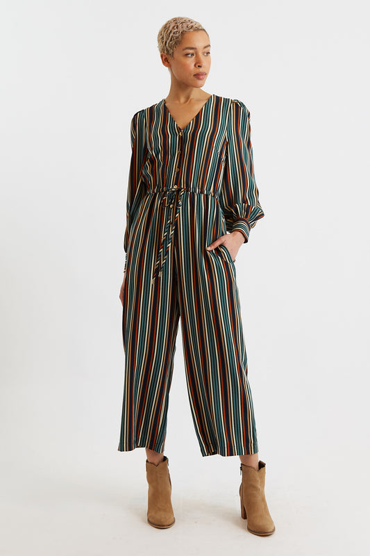 Darcy Winter Stripe Long Sleeve Jumpsuit