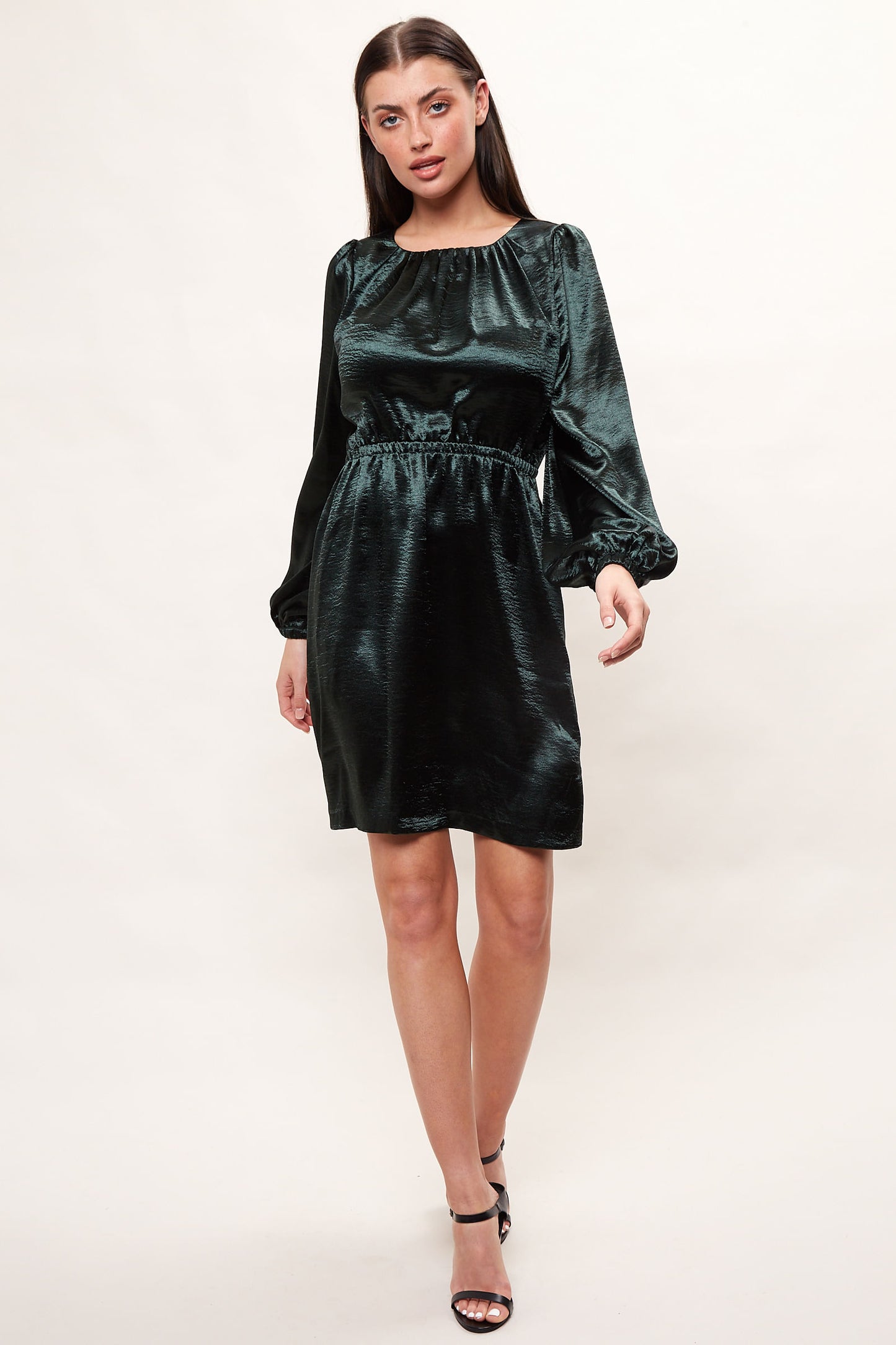 Louche Daria Satin Long Sleeve Mini Dress