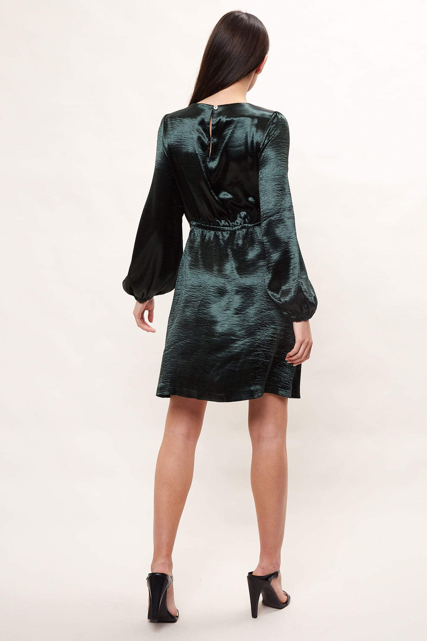 Louche Daria Satin Long Sleeve Mini Dress