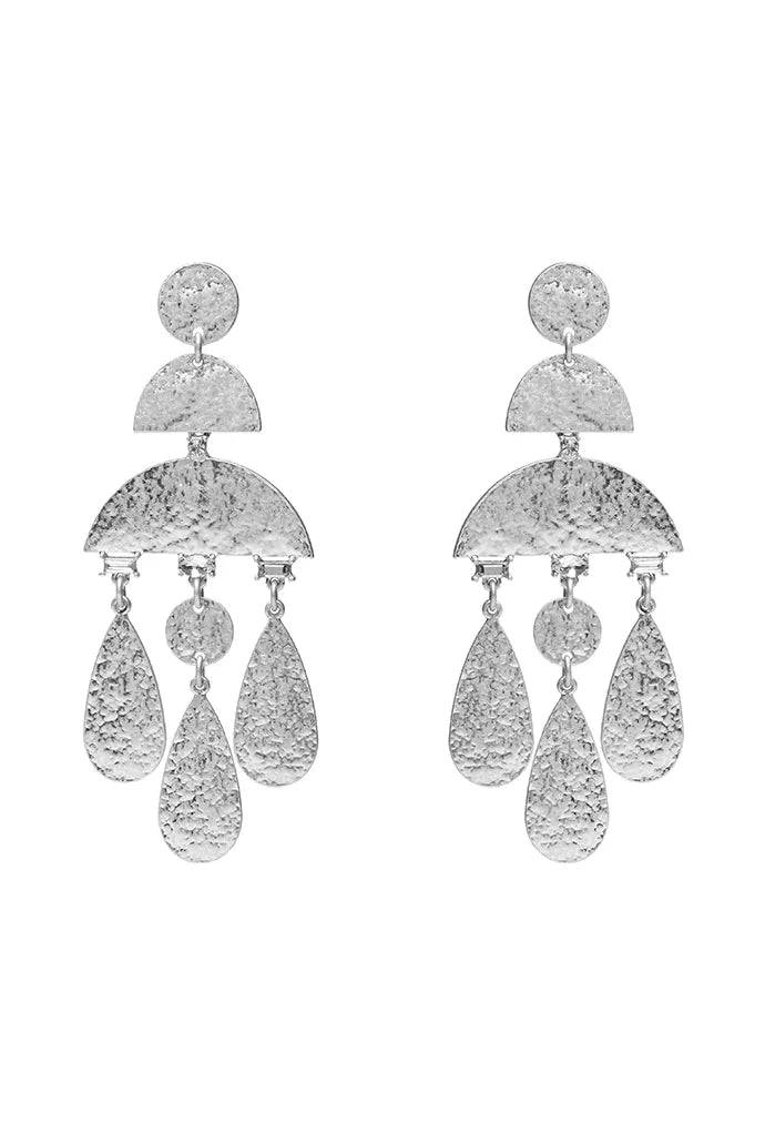 Delilah Beaten Silver Drop Earrings