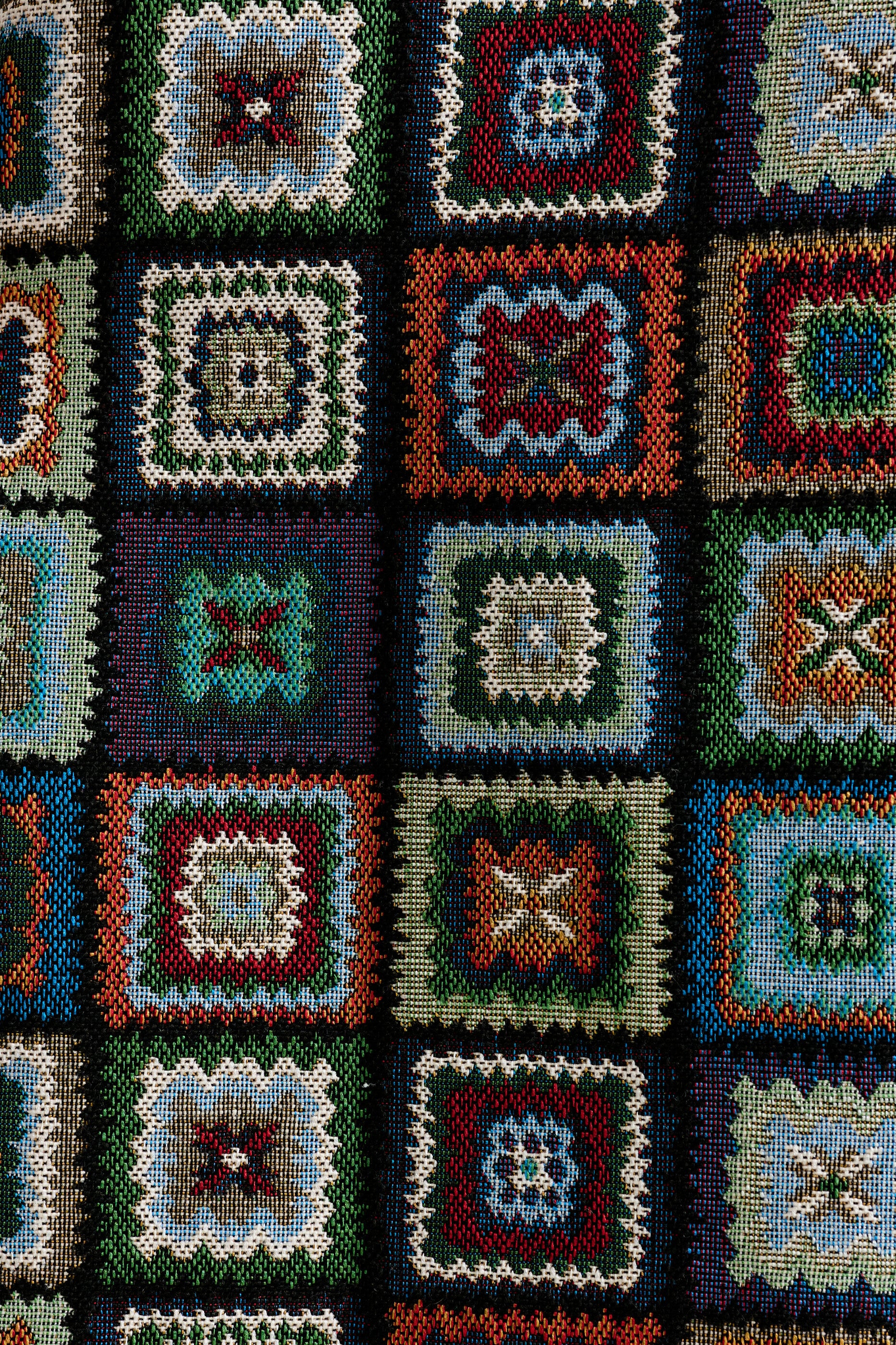 Pasadena 70'S Patch Jacquard Midi Skirt - Multicoloured