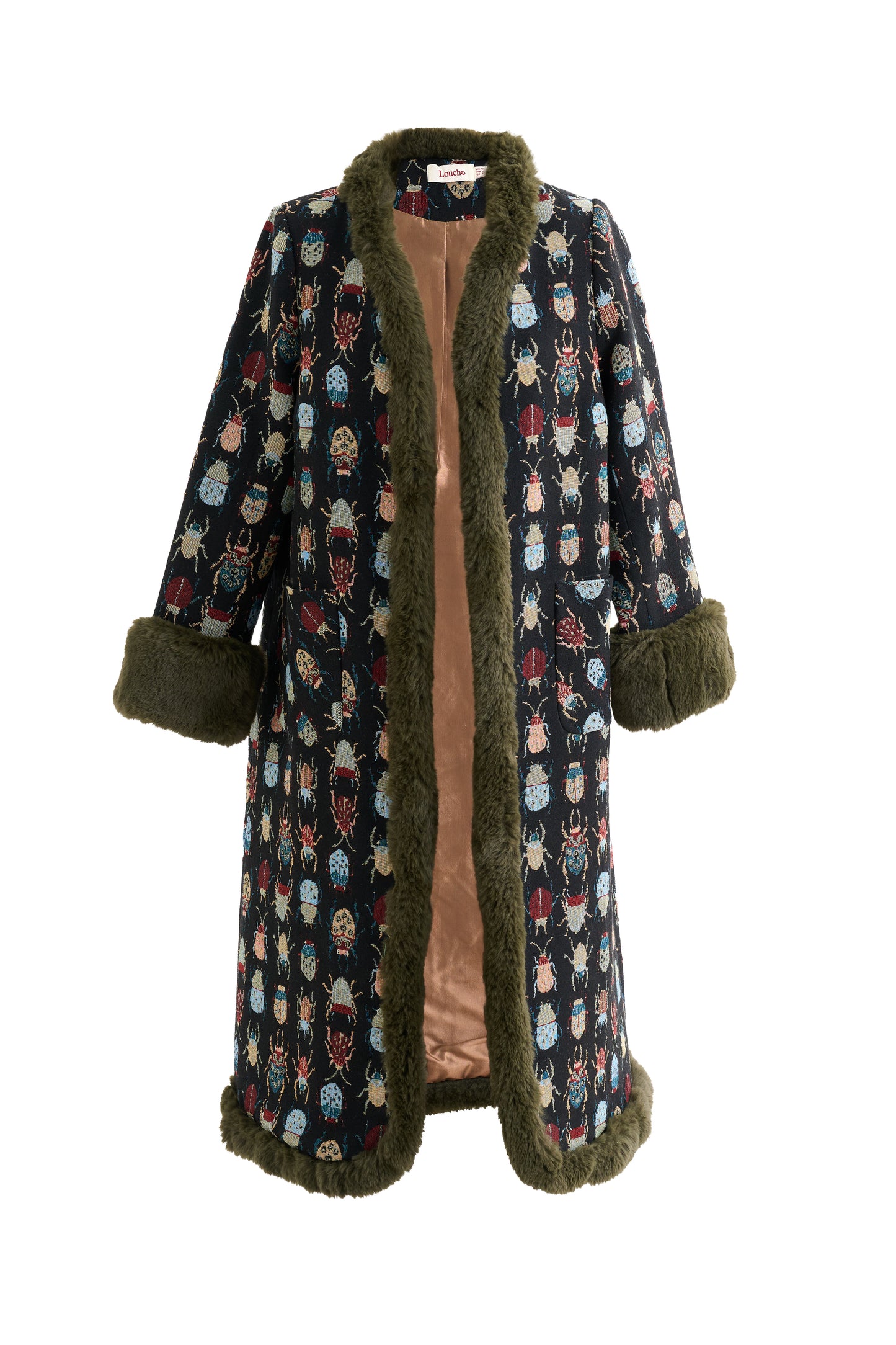 Delphia Beetlejuice Jacquard Fur Trim Coat