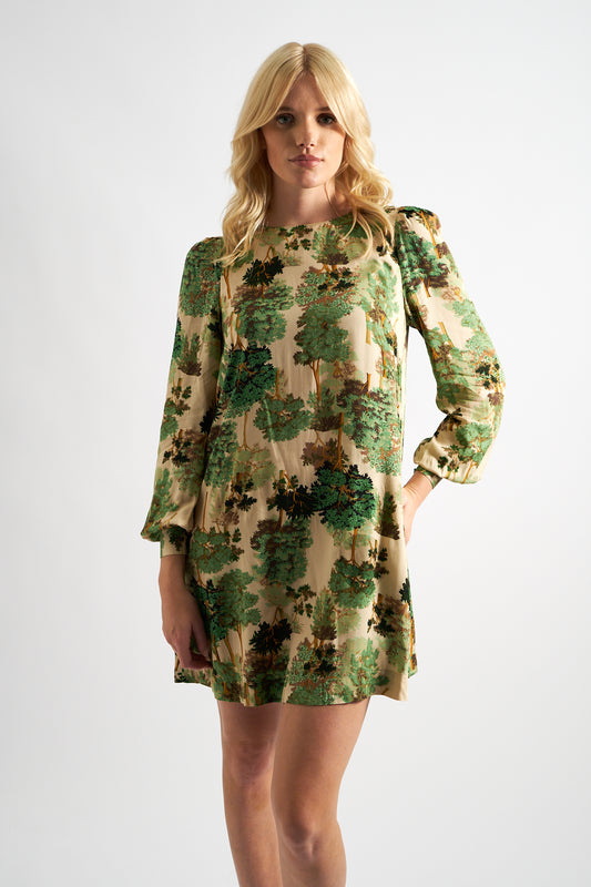 Didee Forest Scape Print Mini Dress - Green