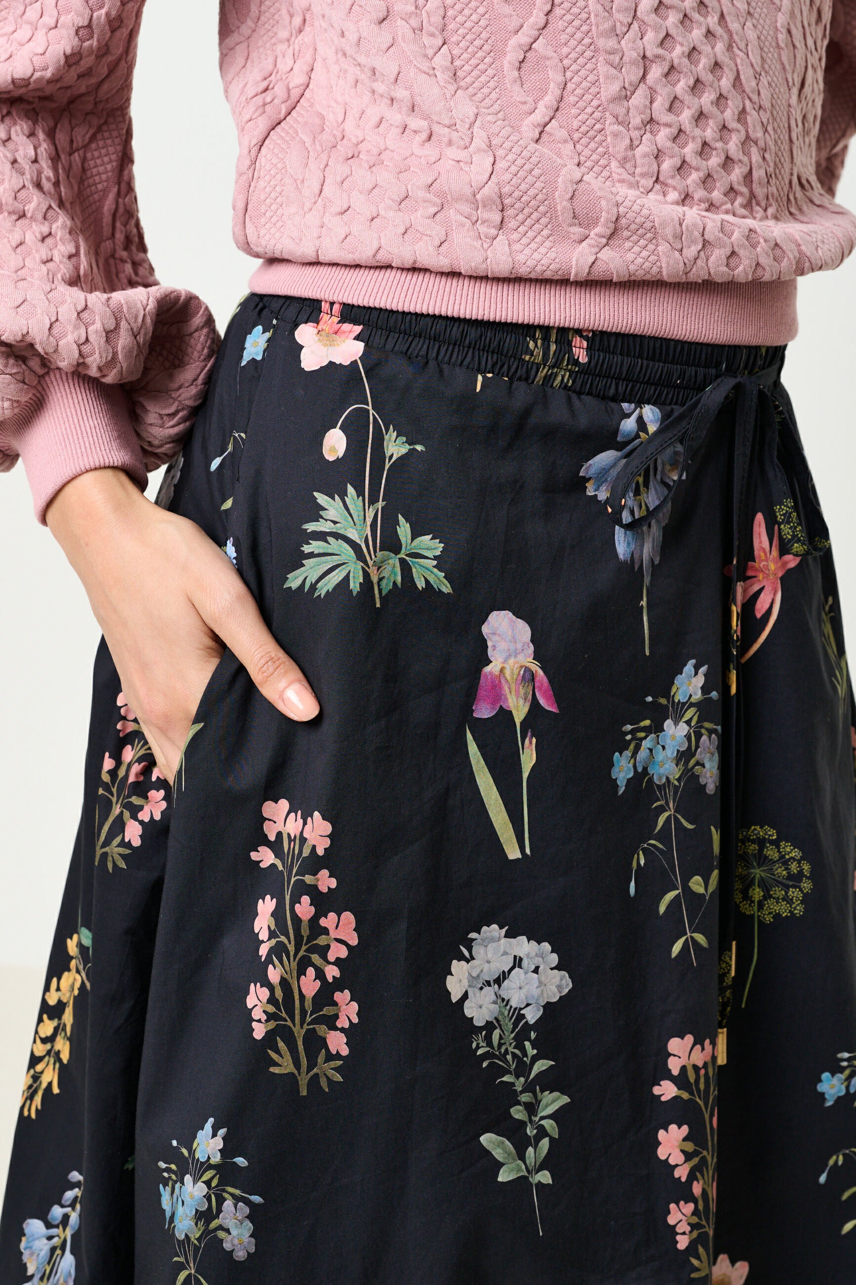 Dixie Flower Press Print Balloon Midi Skirt - Detail 2