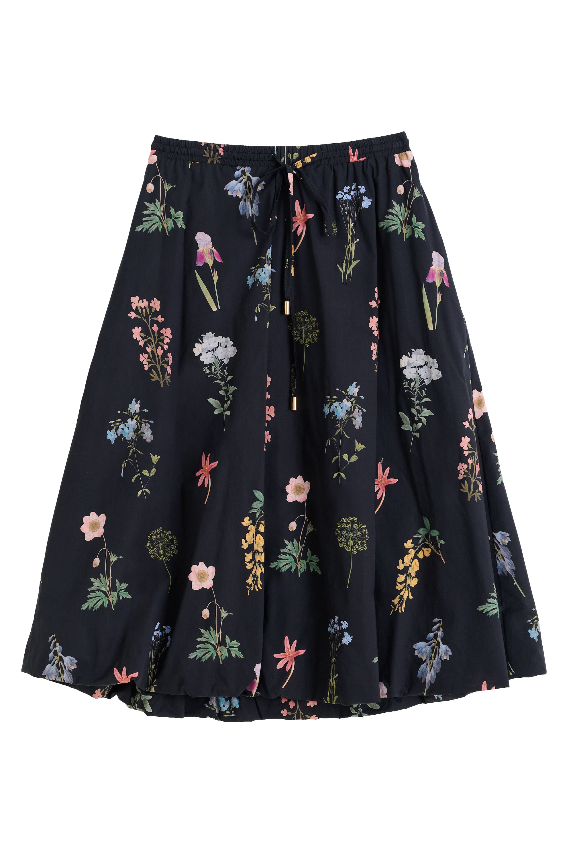 Dixie Flower Press Print Balloon Midi Skirt - Styled